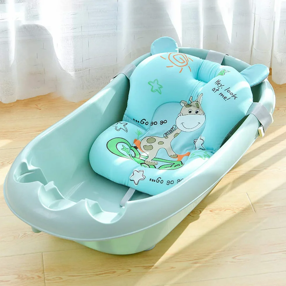 Tapis de Bain Antidérapant Bébé Nouveau-né 0-12 Mois Pliable Coussin de Baignoire