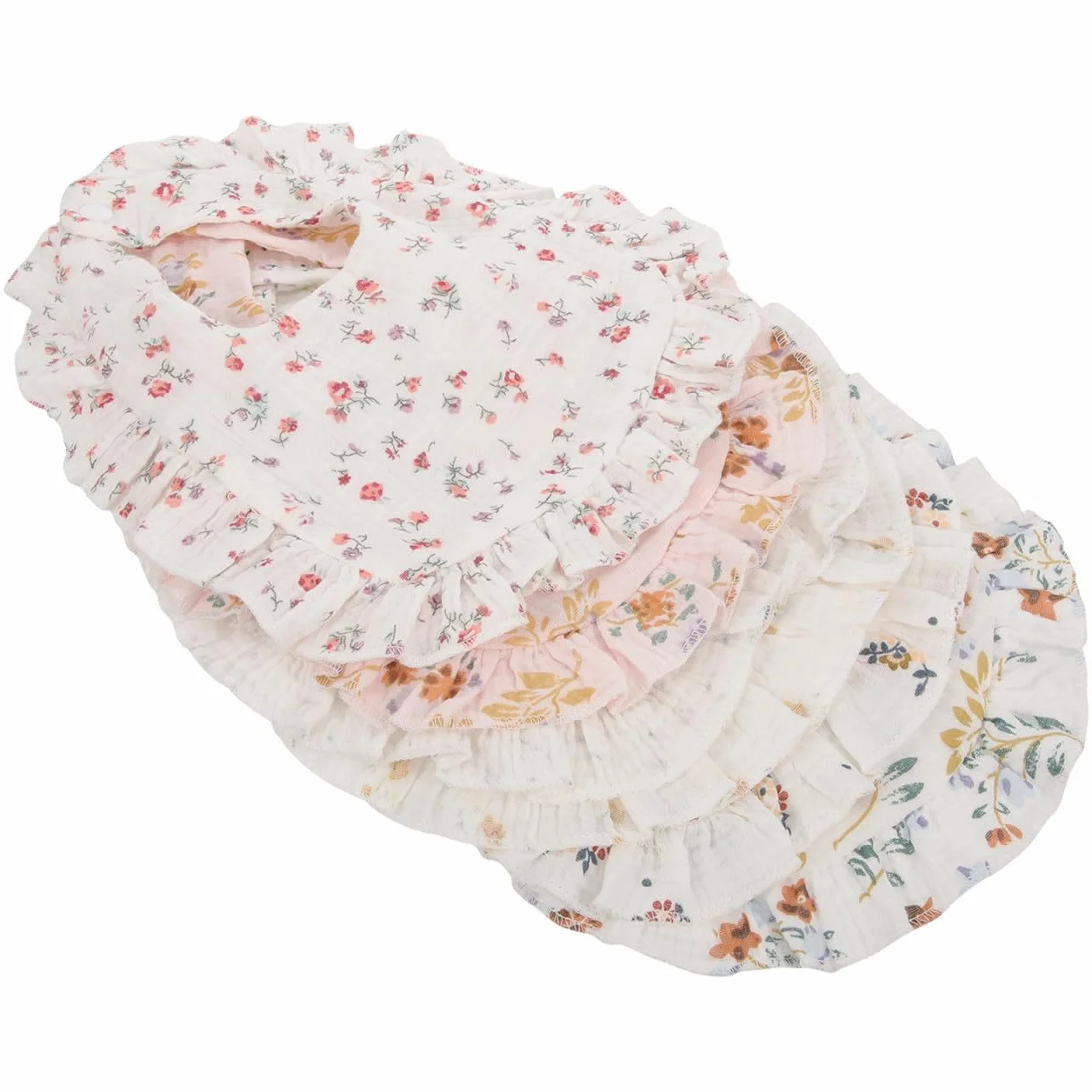 Bavoirs en Coton pour Bébé Bordure Volantée, Confortables et Réutilisables, 6 Pièces