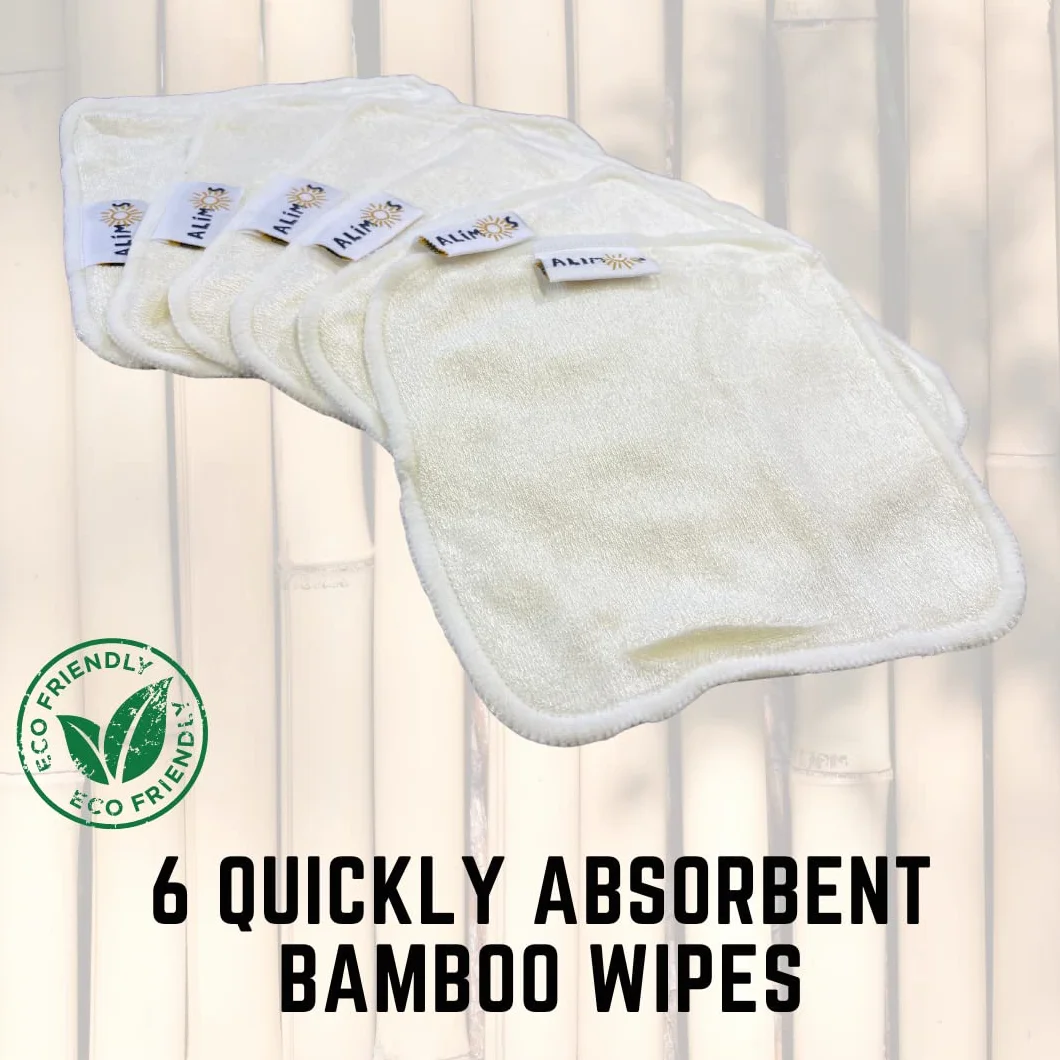 Lingettes démaquillantes en bambou réutilisables lavables 15 x 15 cm lot de 6