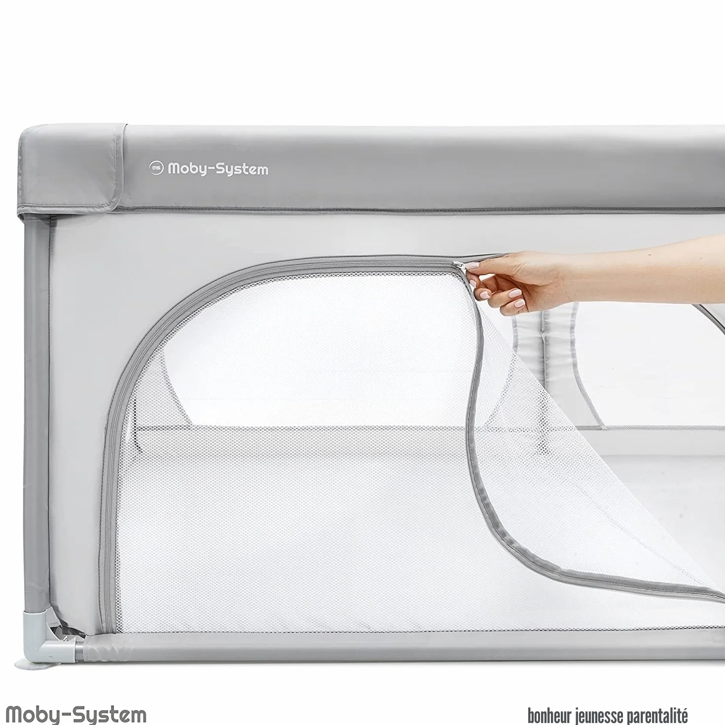 Moby-System Parc pour bébé 200 x 140 cm gris centre d'activités avec base antidérapante imperméable