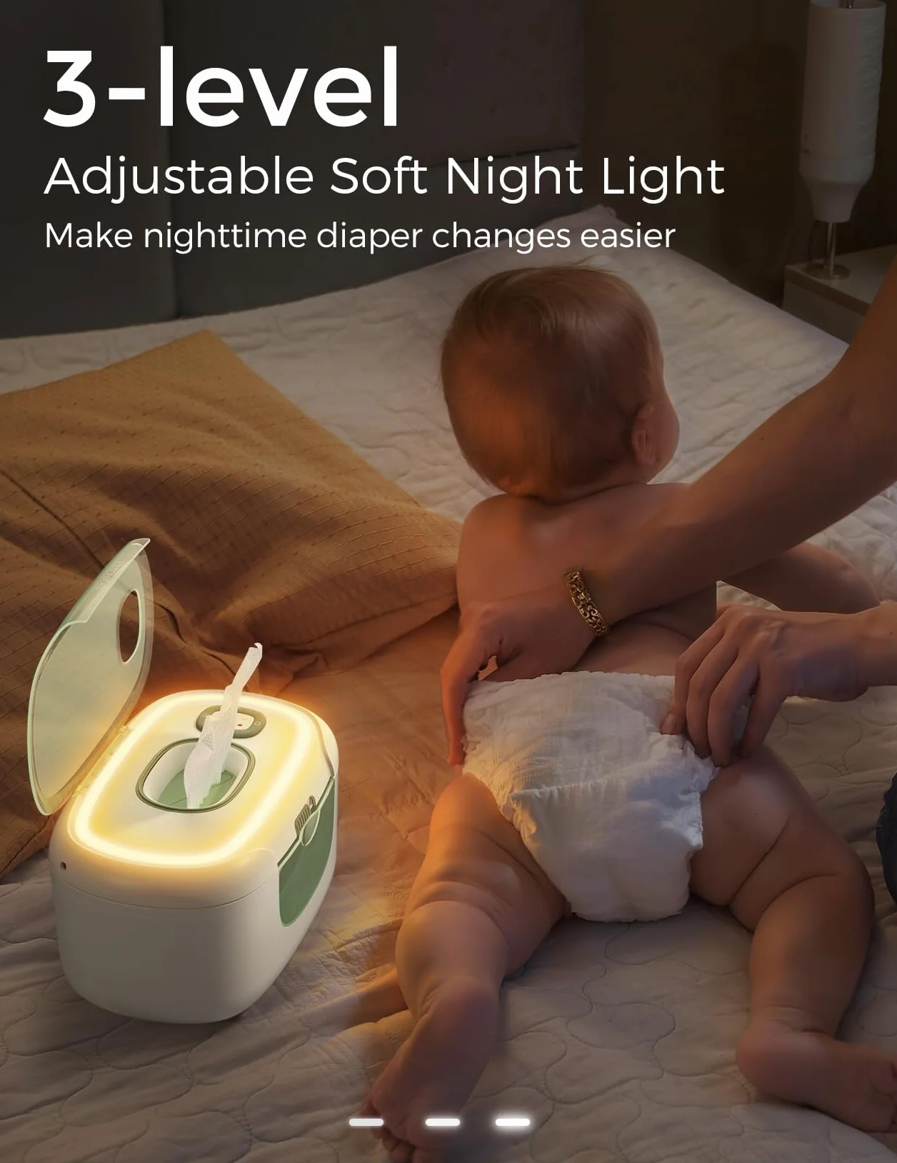 Momcozy Lot de 100 distributeurs de lingettes pour bébé, chauffage rapide 10 min, 4 modes température, design ressort silicone