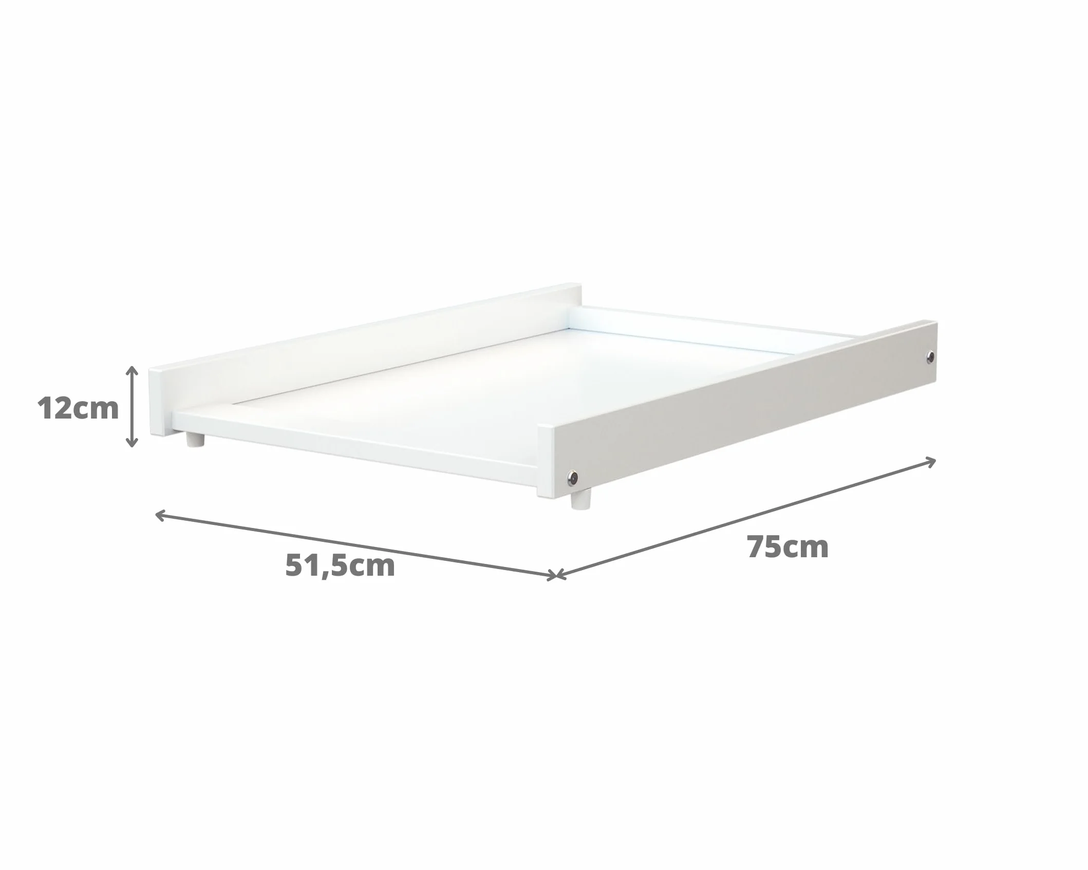Plan à langer MONA Blanc 75 x 51,5 x 7 cm Table à langer pour lit bébé 60x120cm