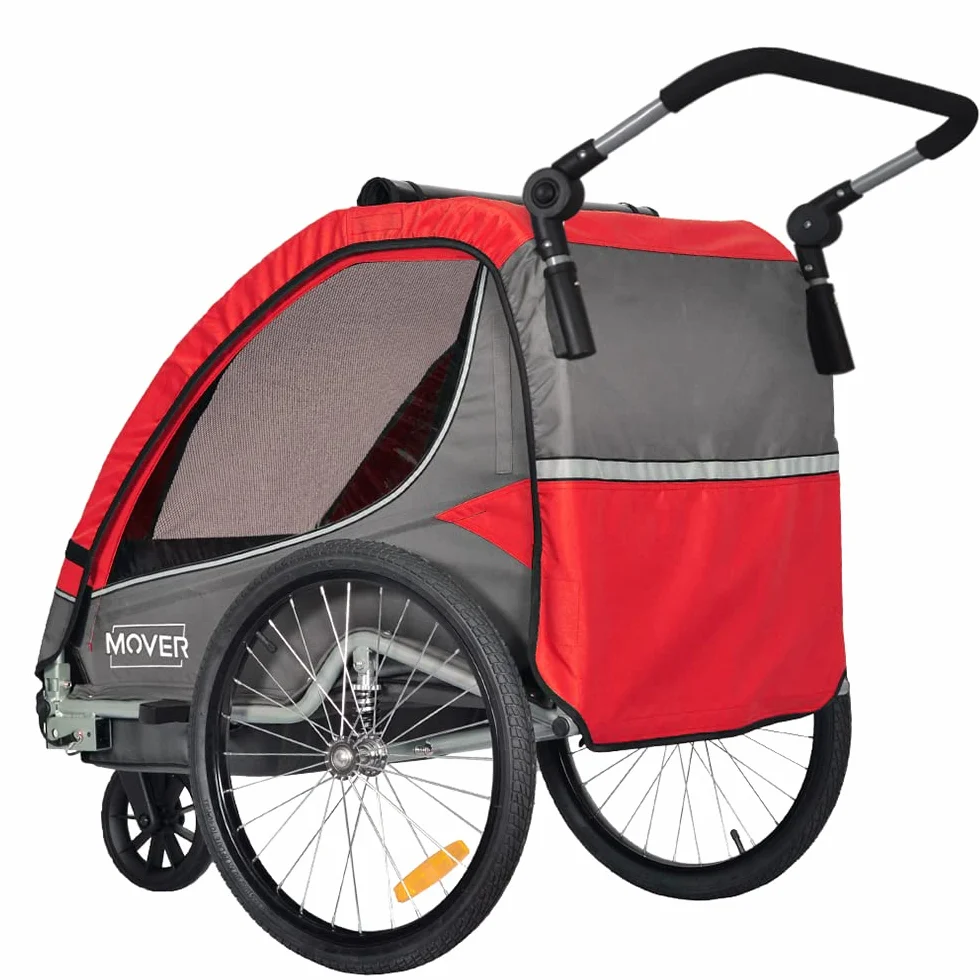 PAPILIOSHOP Remorque Vélo pour Enfants Pliable Tout-Terrain 1 ou 2 Enfants Rouge