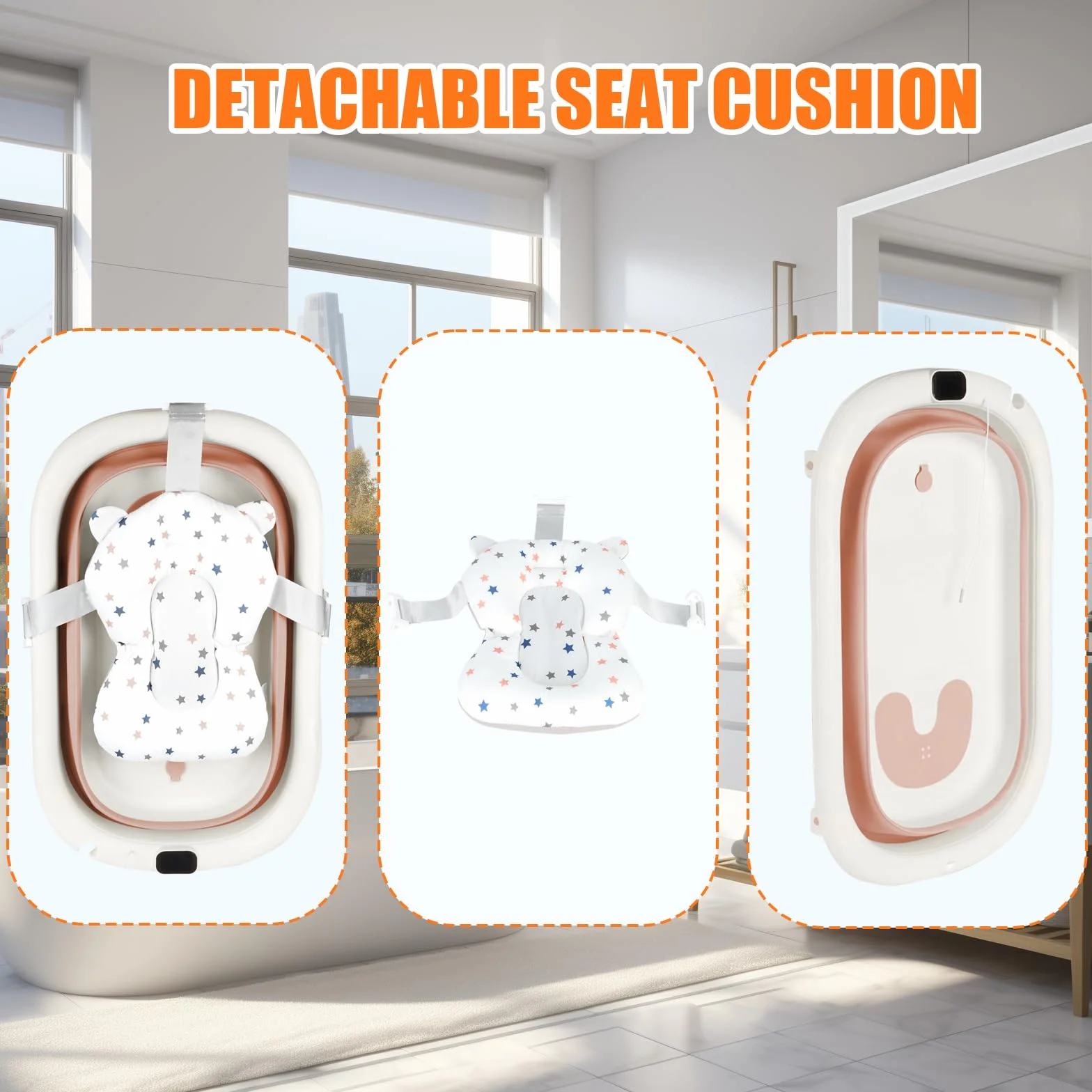Baignoire Bébé Pliable avec Thermomètre 0-36 Mois
