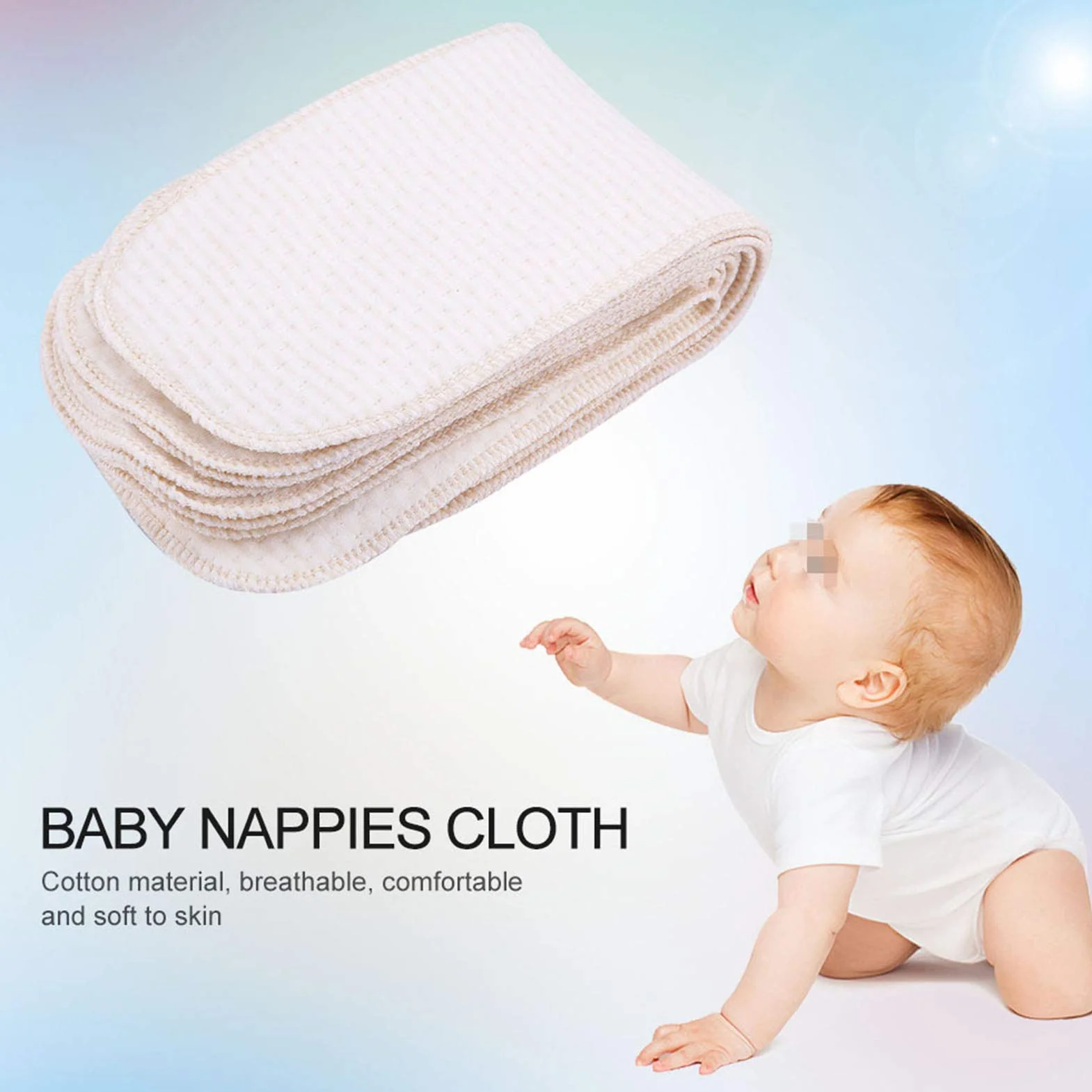Insert Couche Lavable 10 pièces Coton Réutilisable pour Bébé