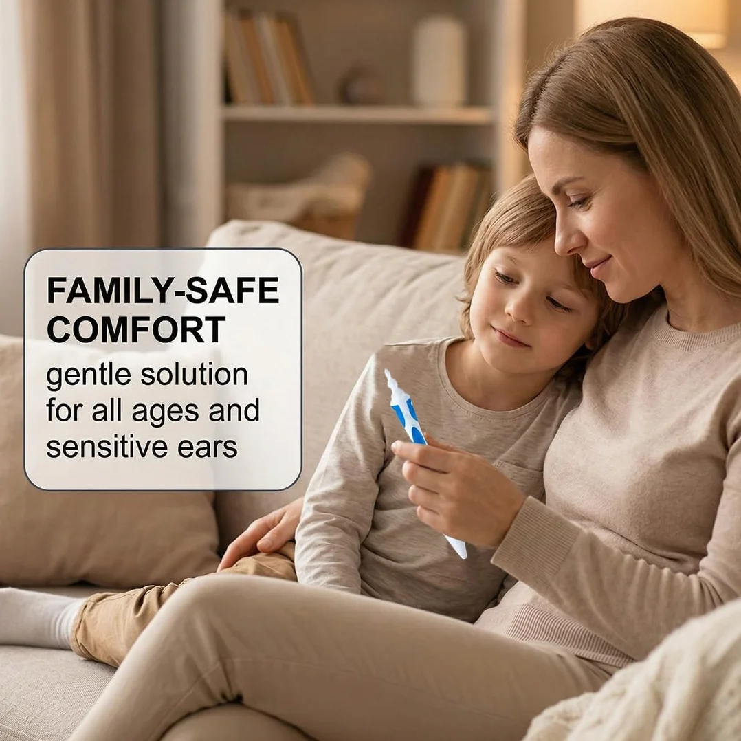Kit de nettoyage d'oreille en silicone à spirale 360° avec 20 têtes lavables