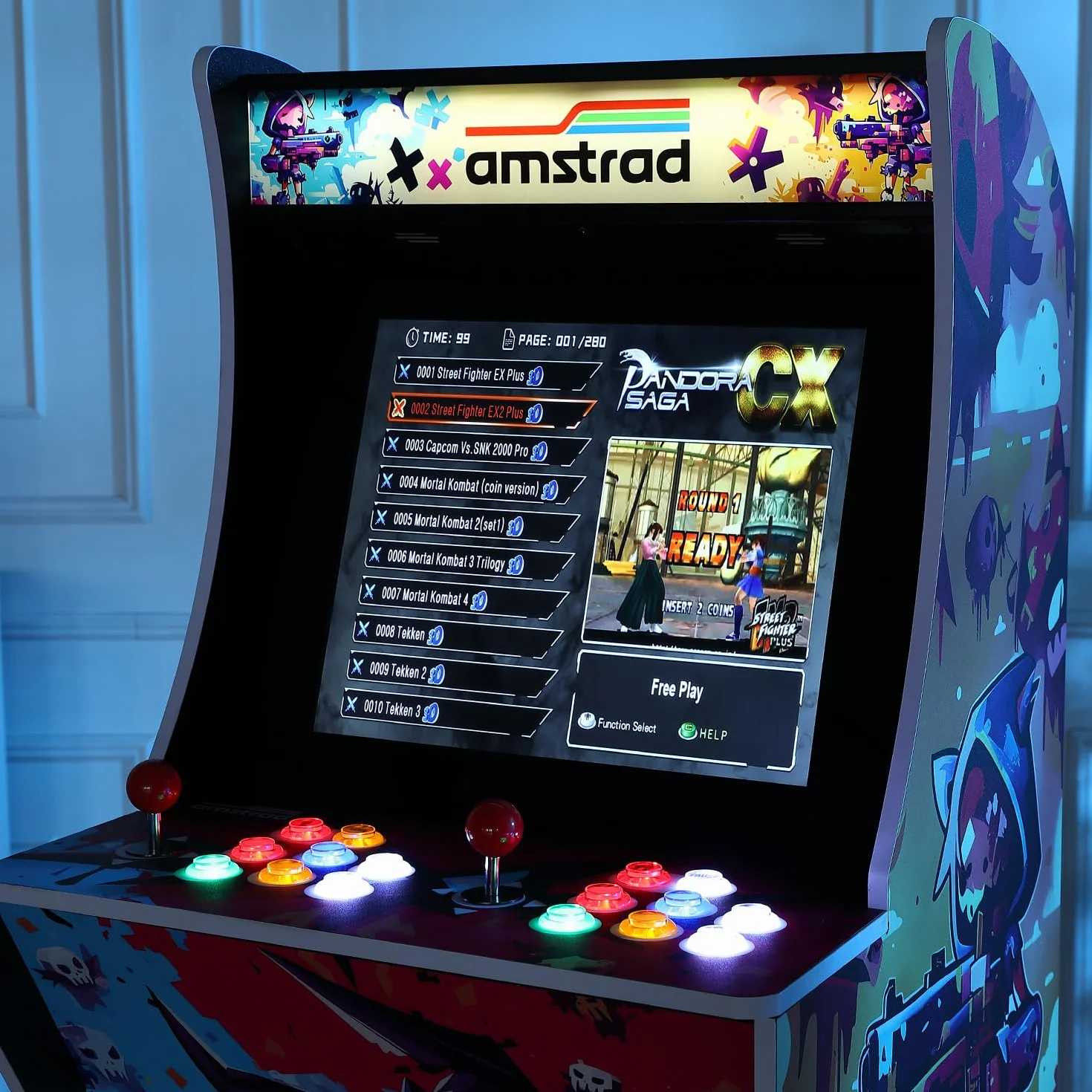 Borne d'arcade AMSTRAD Fighters 2800 Jeux Ecran 19" 4:3 2 Joueurs 16 Boutons rétro éclairés