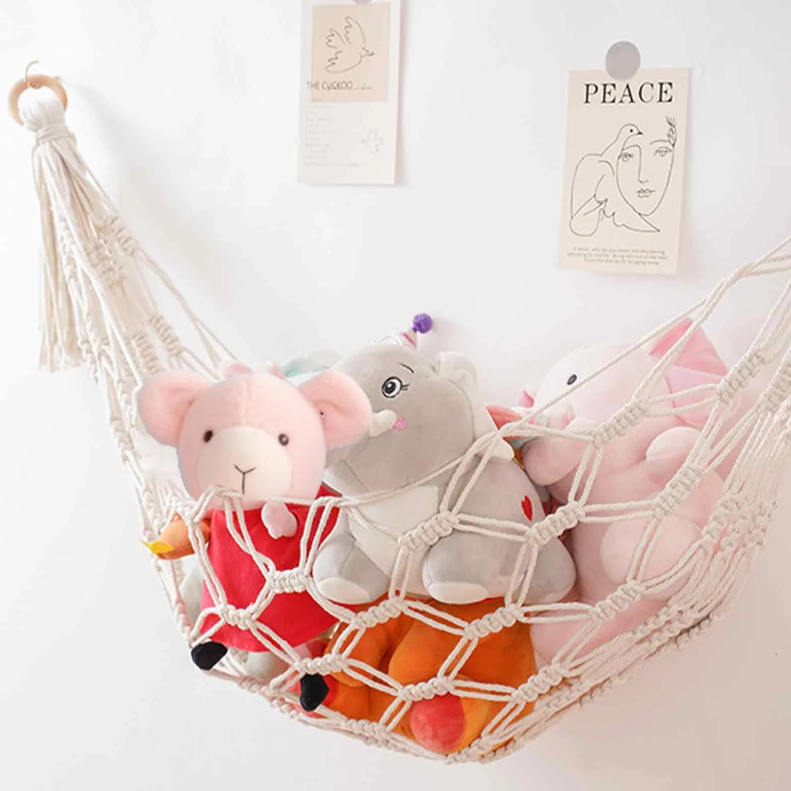 Hamac de Rangement pour Jouets Peluche, Hamac d'Angle pour Chambre à Coucher