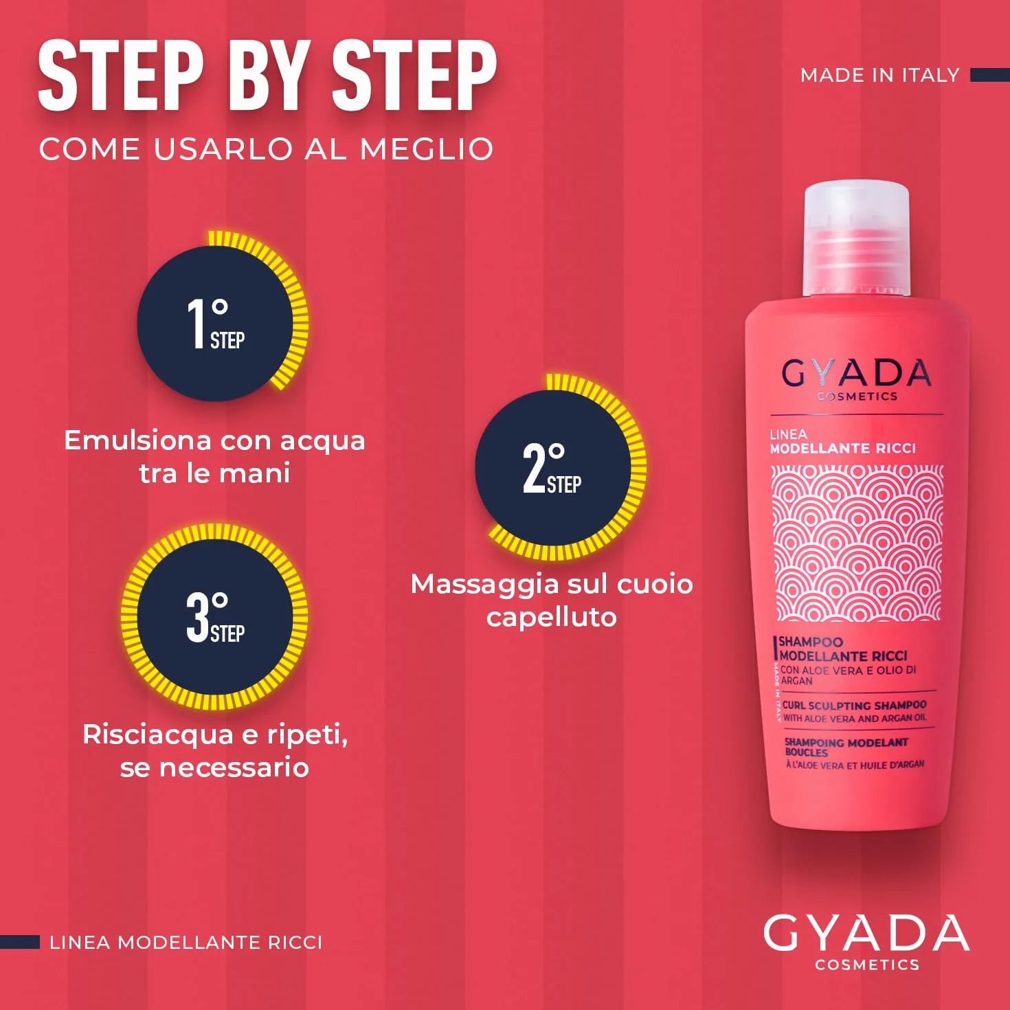 GYADA COSMETICS Shampooing Modelant Bouclé 250 ml Cheveux Bouclés Ondulés Anti-frisottis