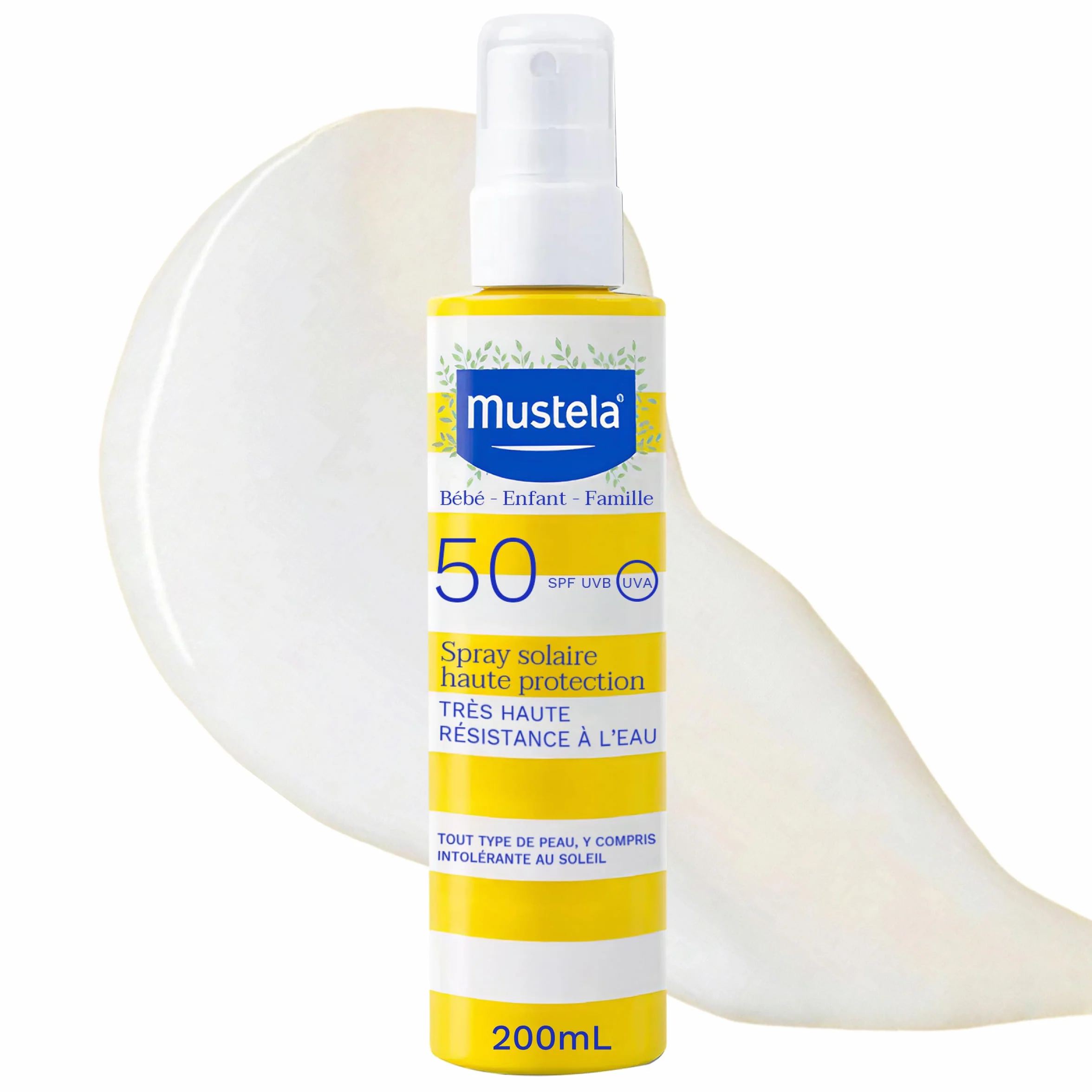 Mustela Spray Solaire Haute Protection SPF 50 Avocat Bio Famille Naissance Résistant Eau Sable
