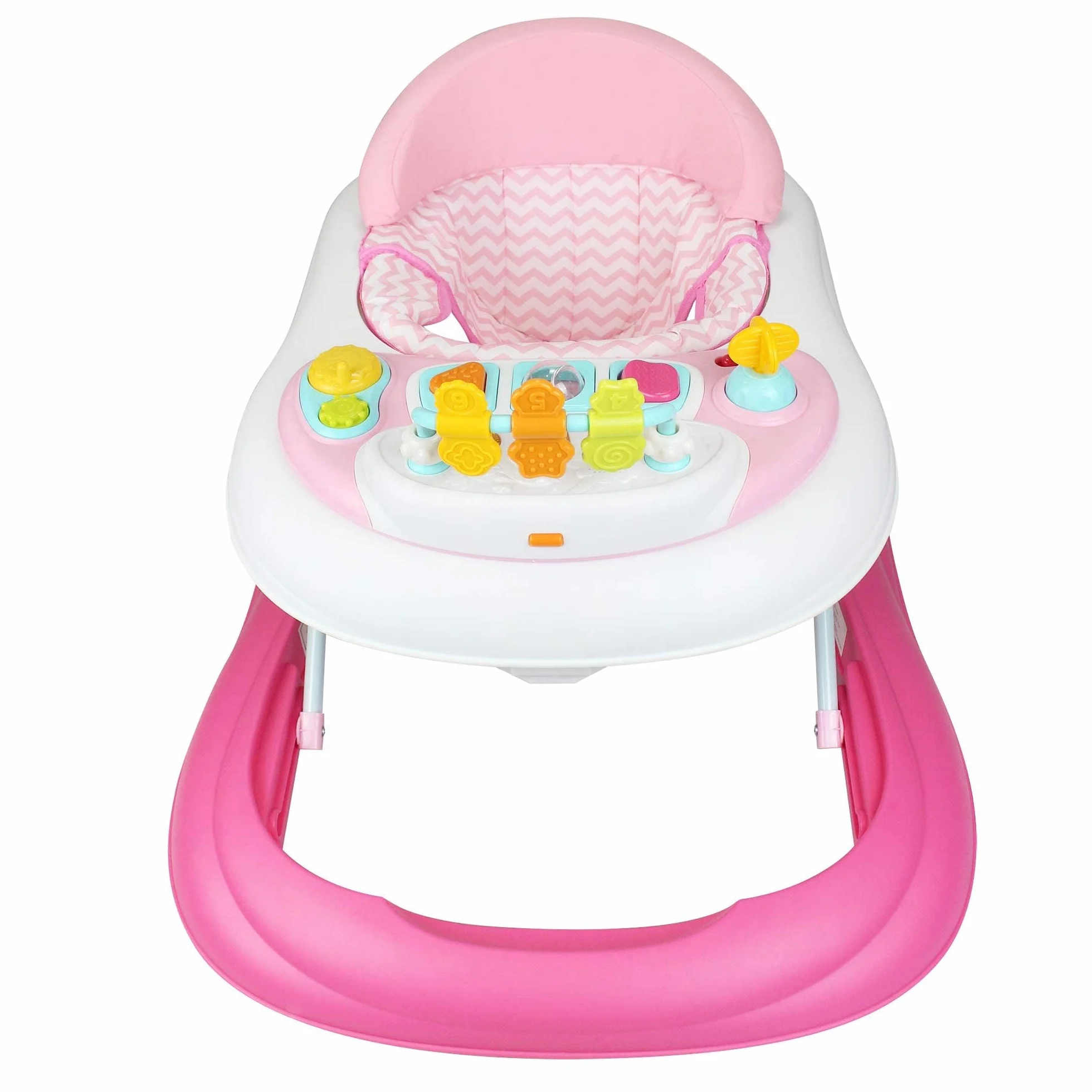 Leogreen Trotteur Bébé Évolutif Musical 2 en 1 Chaise et Trotteur Réglable Rose