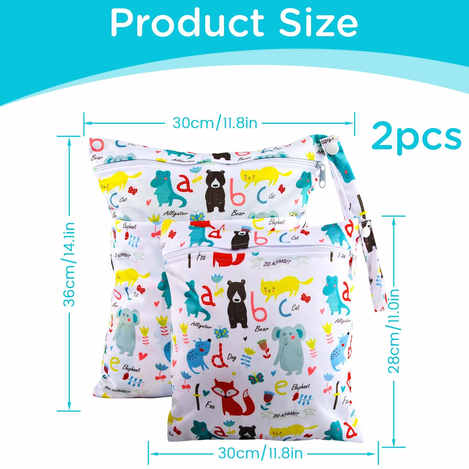 Sac à Couche Imperméable 2 Pièces Pochette Lavable Réutilisable Wet Dry Bag pour Bébé Piscine