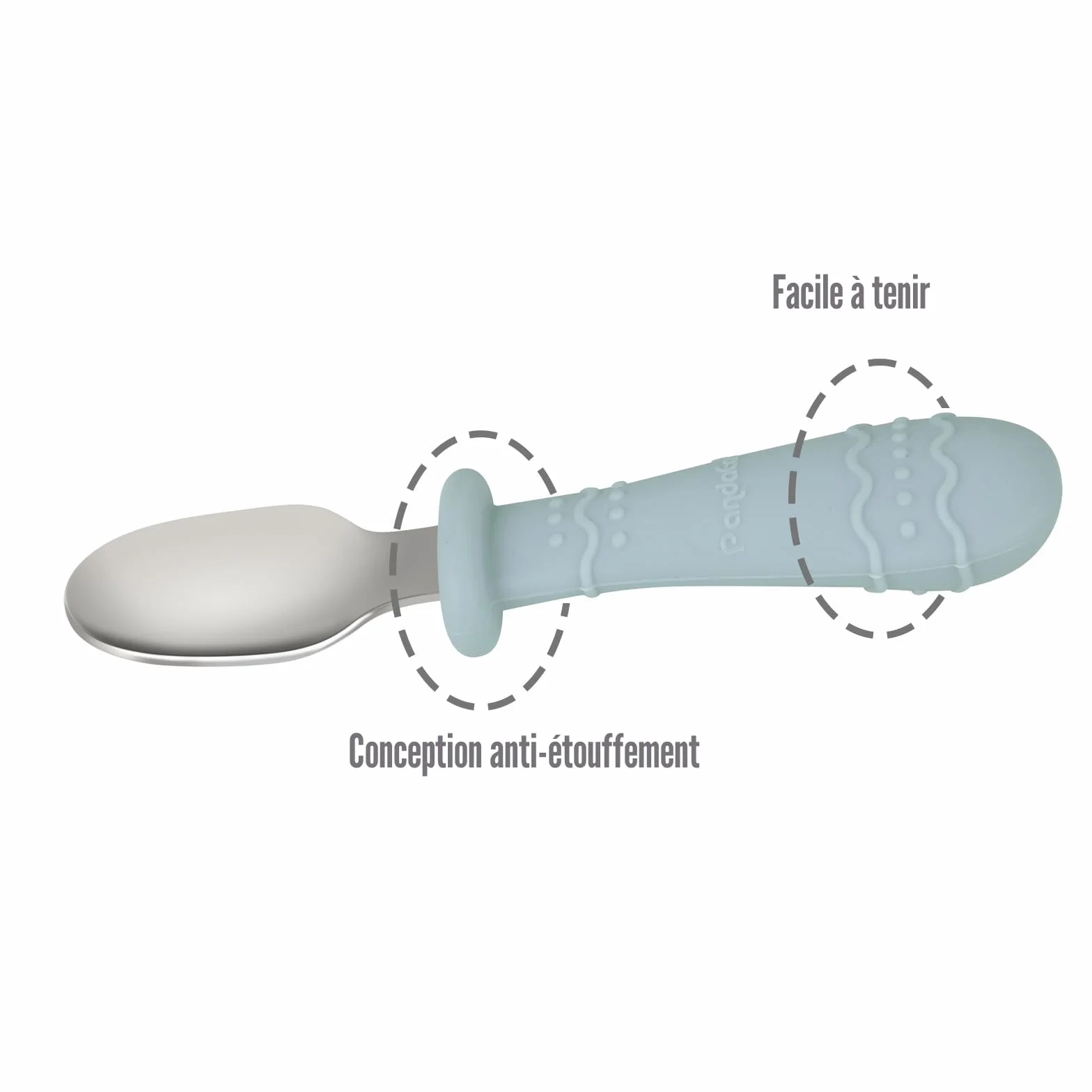 PandaEar Ensemble de Couverts Bébé Acier Inoxydable 18/8 Silicone Alimentaire Lot 6 Cuillères Fourchettes Enfants
