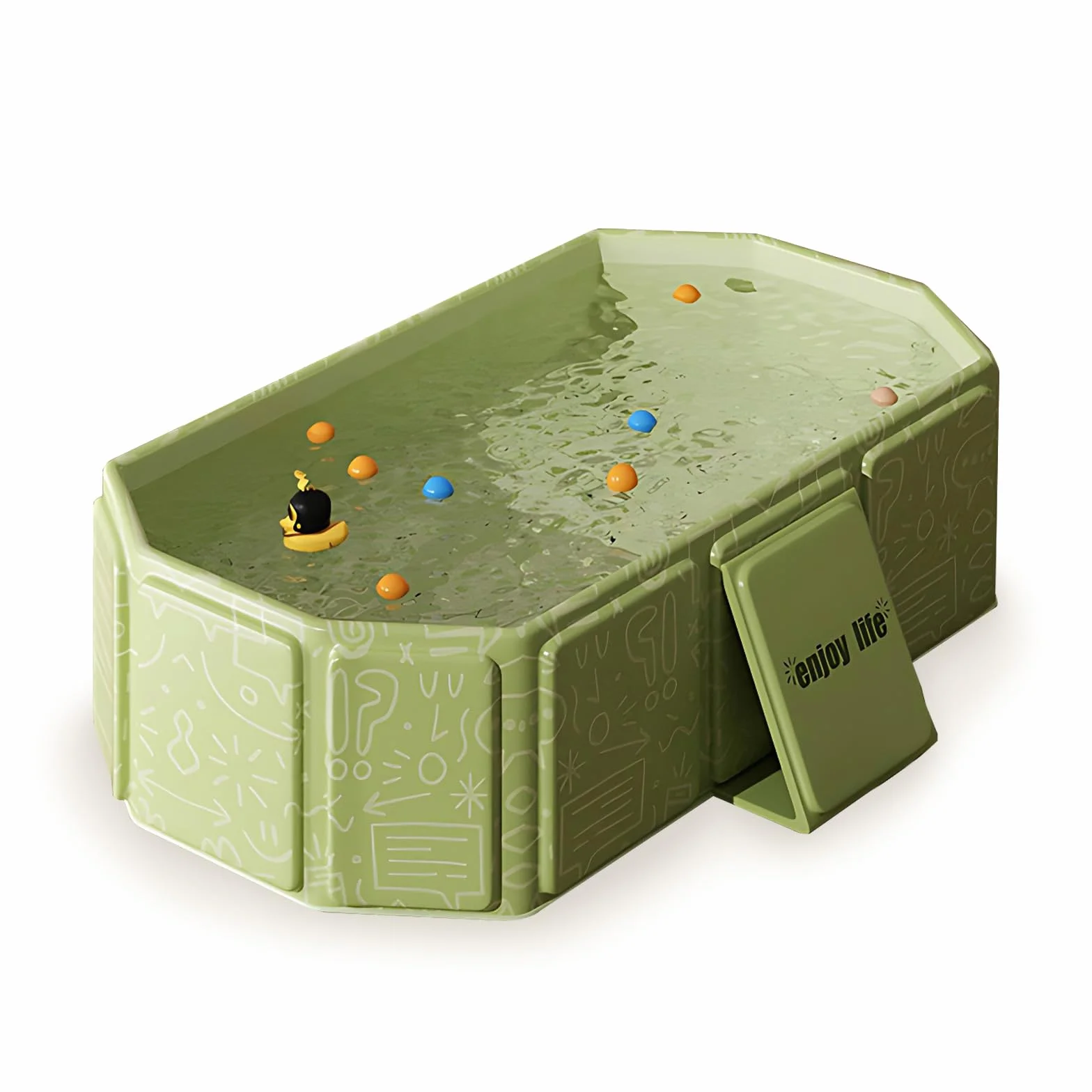 Baignoire Pliable Bébé Bassin De Douche Portable 0-8 Ans Grande Bouchon Vidange Vert
