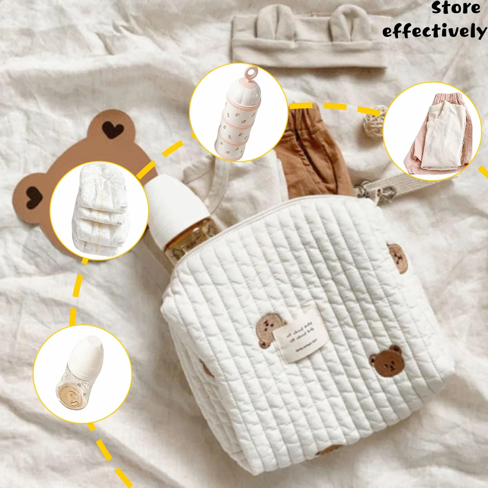 Sac à Langer Bébé Universel 25x17x10cm Organisateur Maman Fermeture à Glissière Voyage