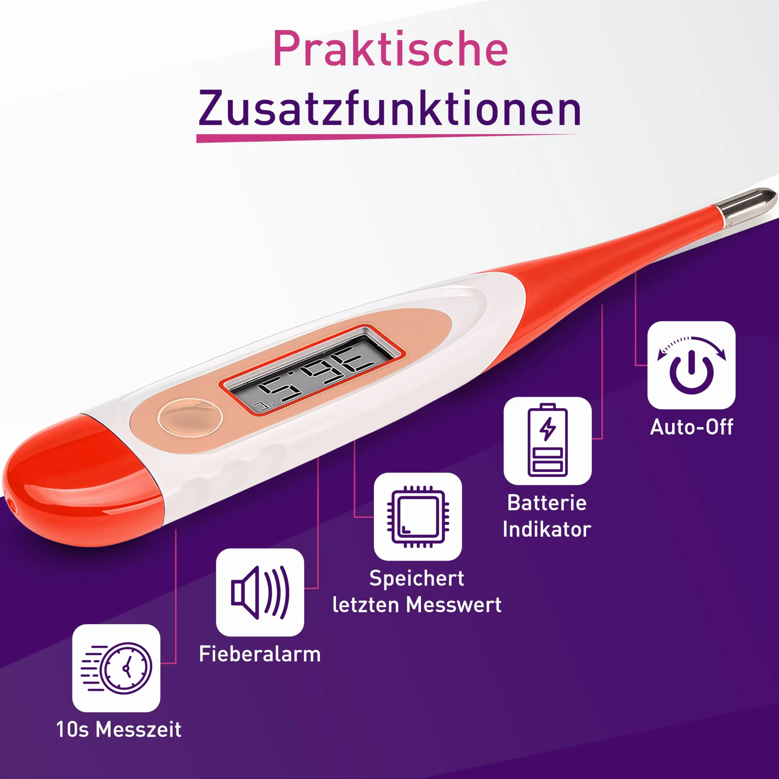 Thermomètre Médical Numérique Buccal SC 1501 Rouge Flex Speed