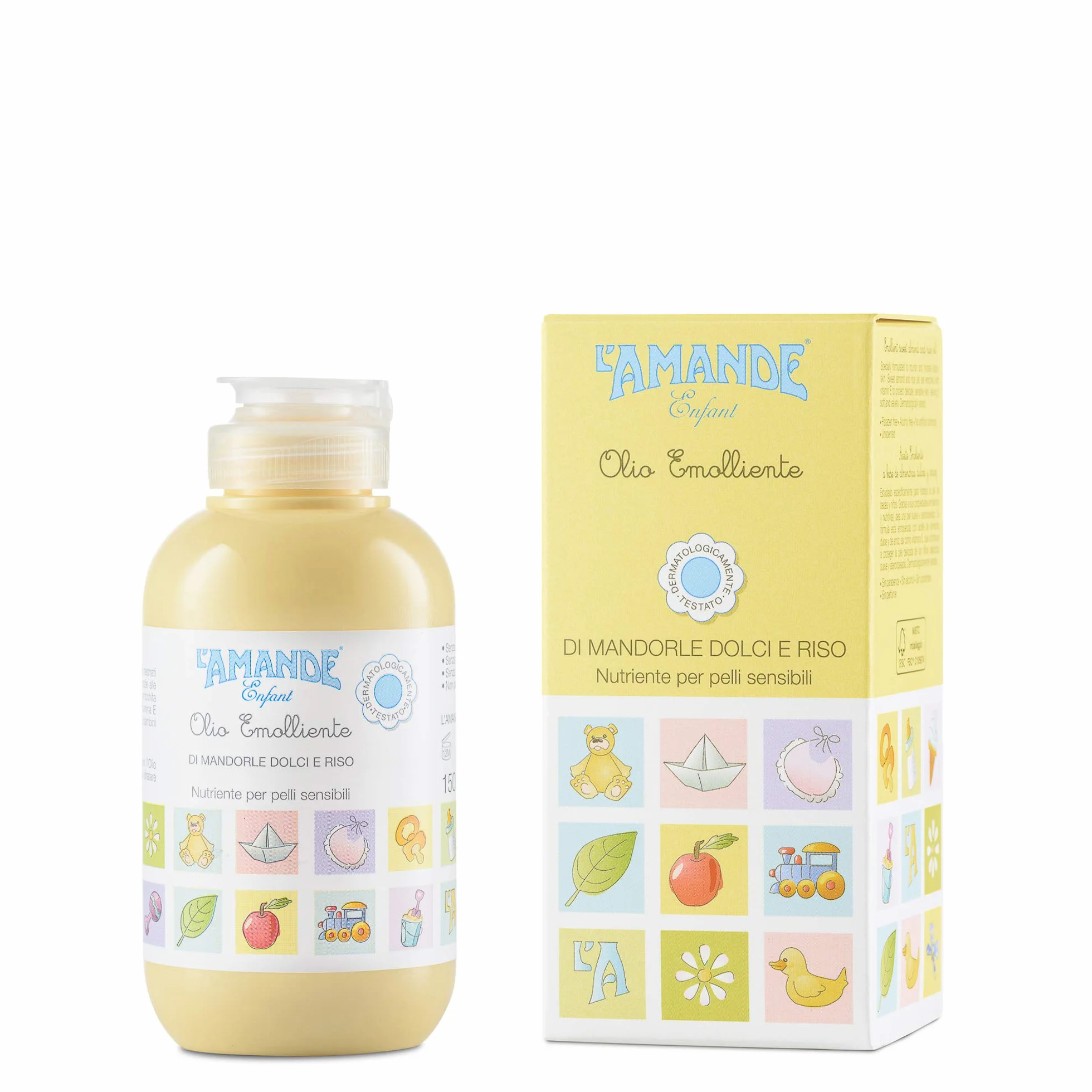 L'AMANDE Huile Amande Douce et Riz Enfants Vitamine E Sels Minéraux Huile Massage Bain Bebe Corps Peau Sensible 150 ml