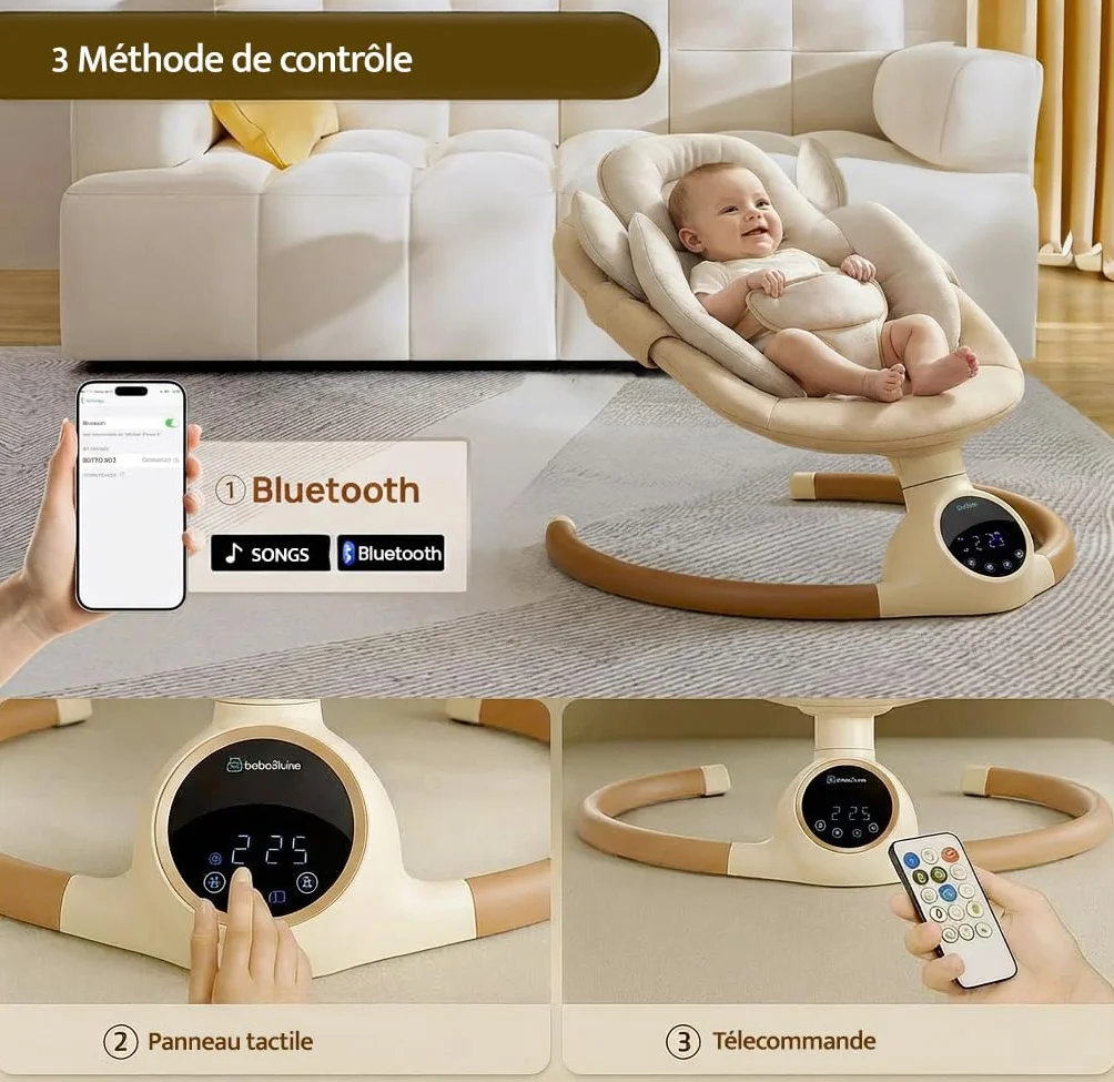 BEBE2LUXE Alpha Balancelle bebe électrique Transat beige