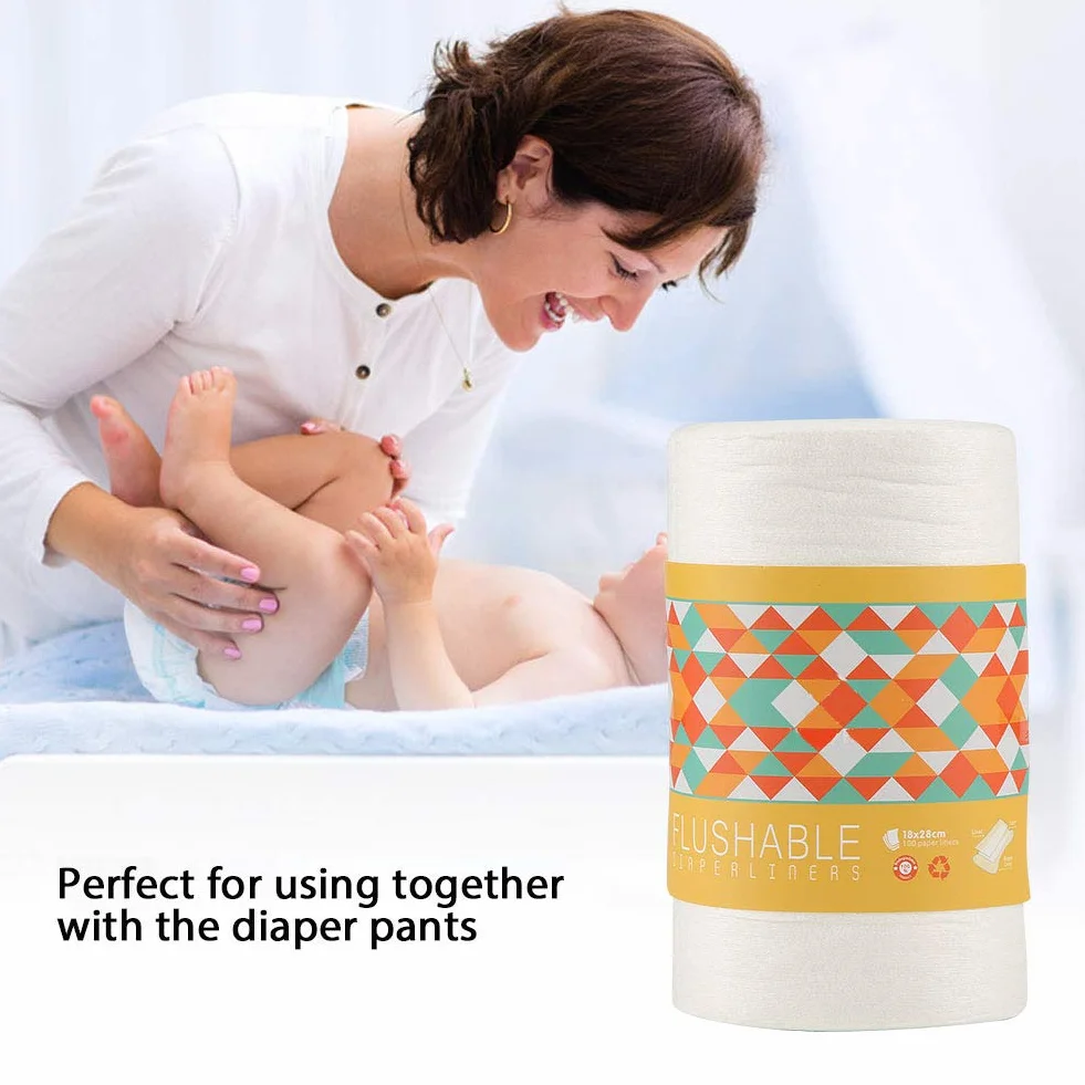 Rouleau de Doublure de Couche 100 Pièces Biodégradables Jetables Bébé Tissu