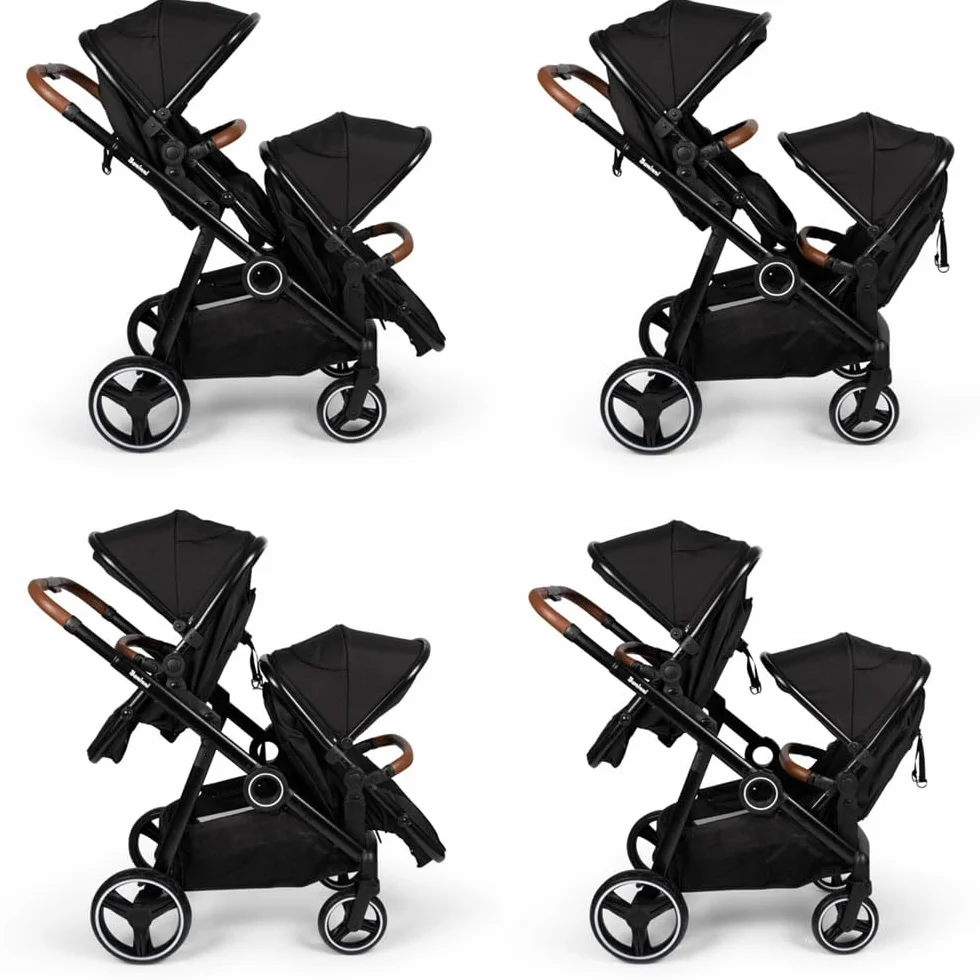 Baninni Poussette Double 4-en-1 avec Siège d’Auto Luiz Noir
