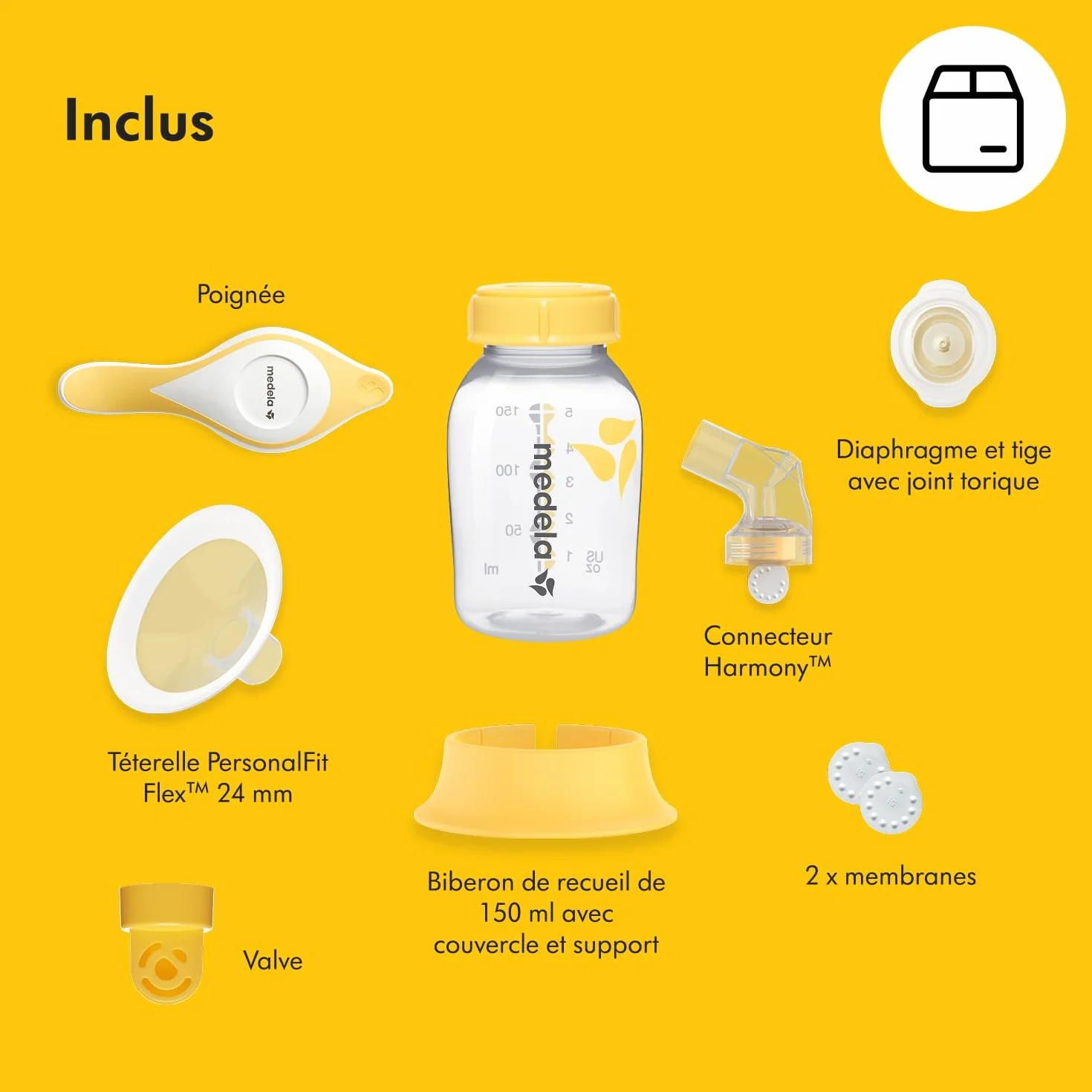 Medela tire-lait manuel Harmony avec protections PersonaFit Flex et technologie 2-Phase Expression