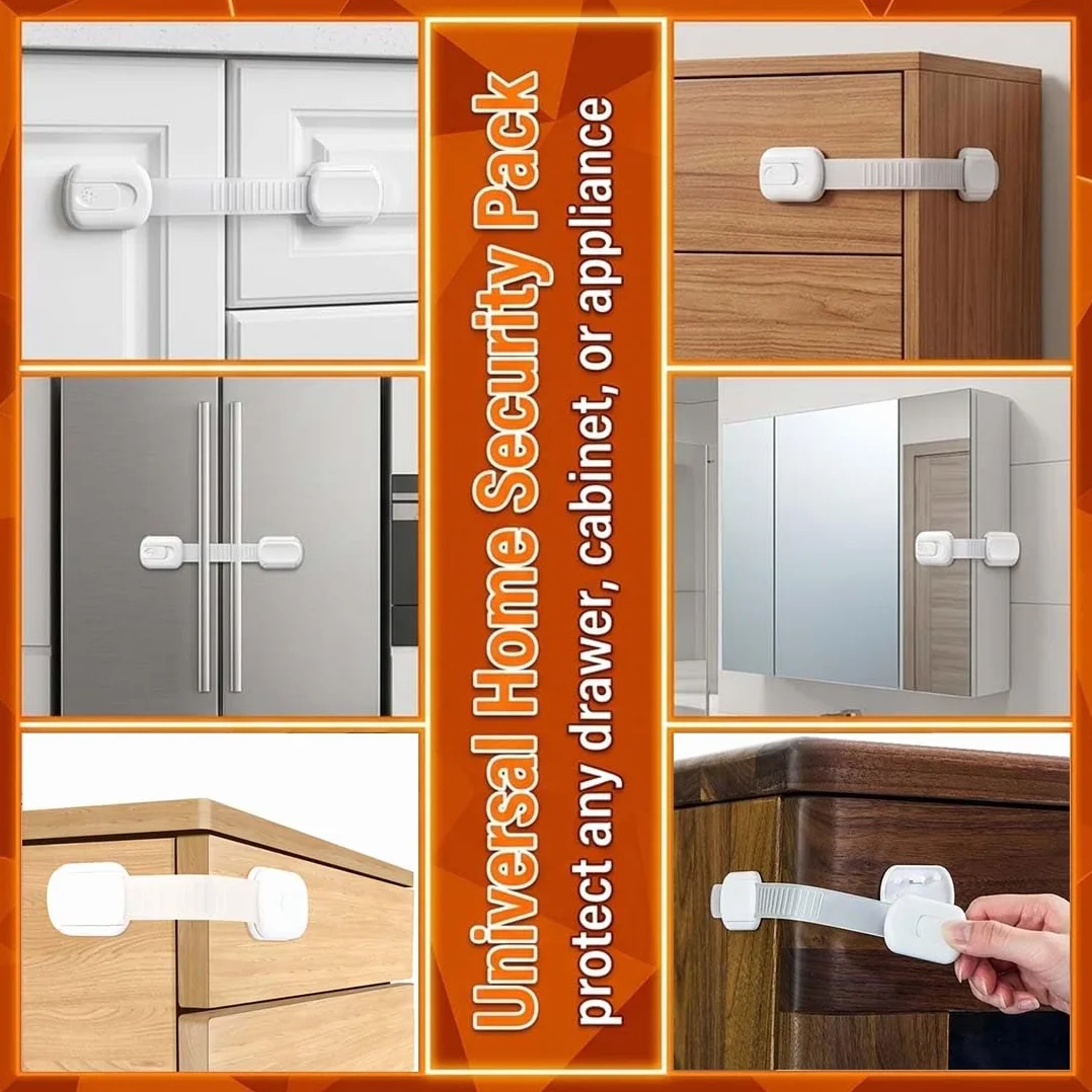 Securite Placard Enfant 6 Pièces Blanc Standard Adhésif Fort Bloque Porte