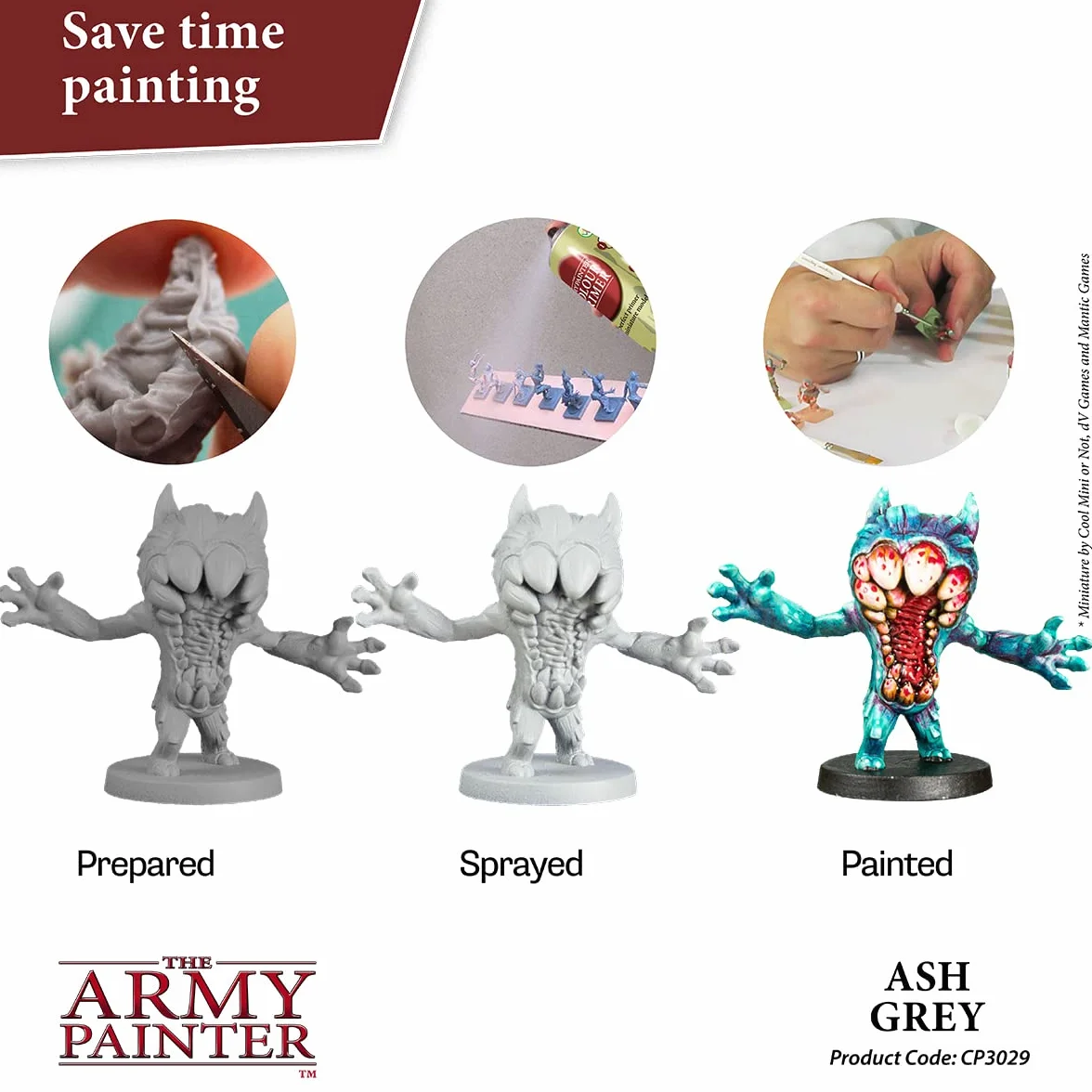 The Army Painter Colour Primer Ash Grey 400 ml Spray Acrylique Gris Cendre Apprêt Figurines Warhammer Donjon Dragon