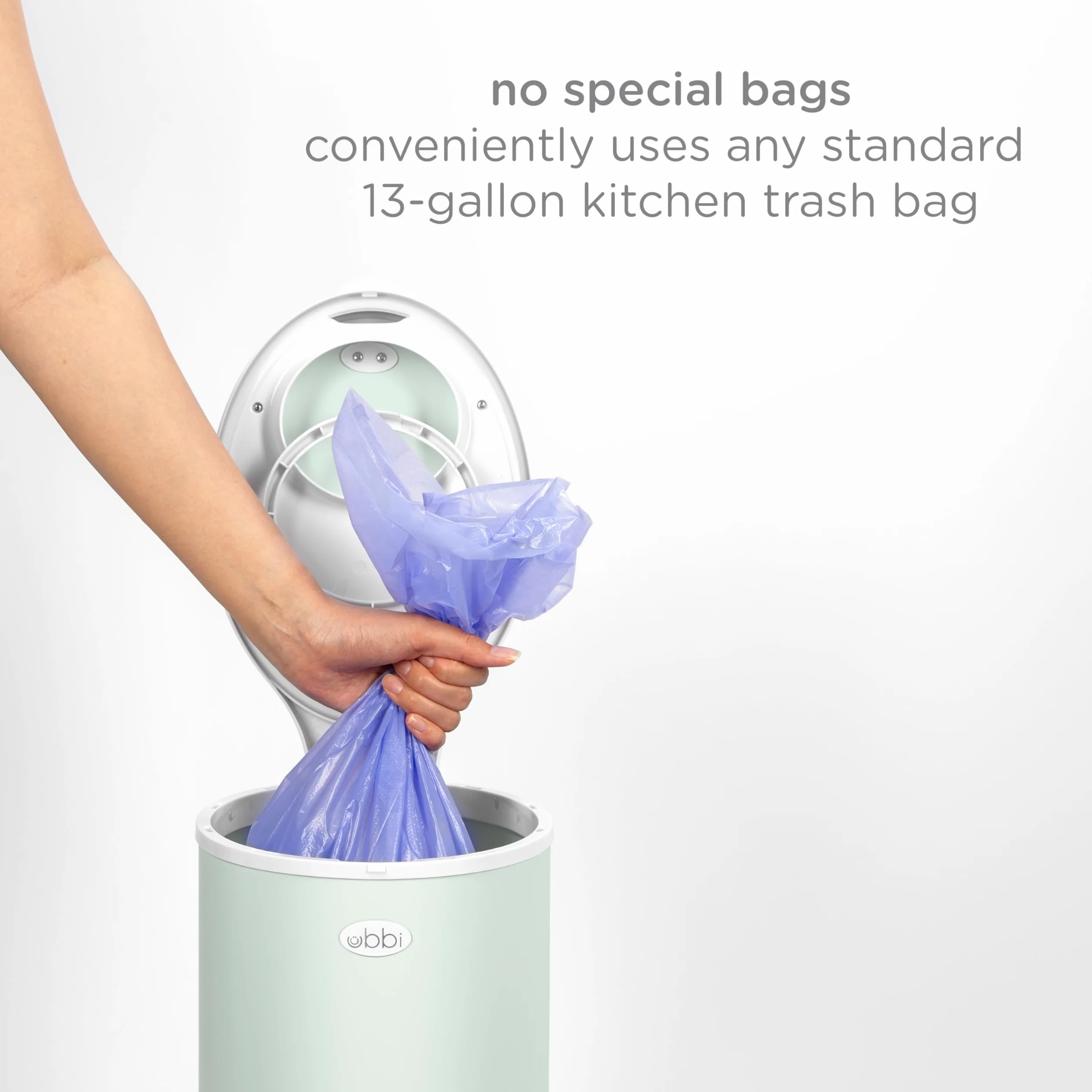 Ubbi Steel Odor Locking Nappy Disposal Bin, No Special Bag Required, Diaper Pail, Sage Green