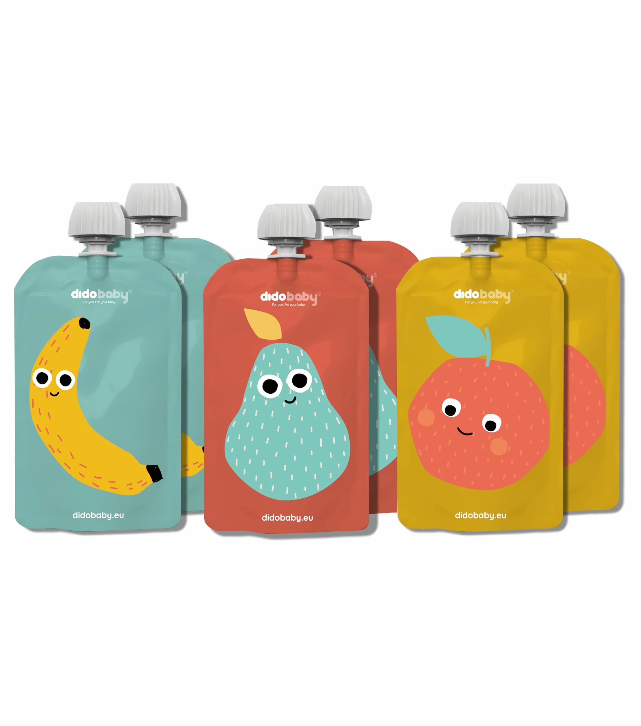 Gourdes Réutilisables Bébé Lot de 6 – Gourde Compote Rechargeable Sans BPA – Didobaby