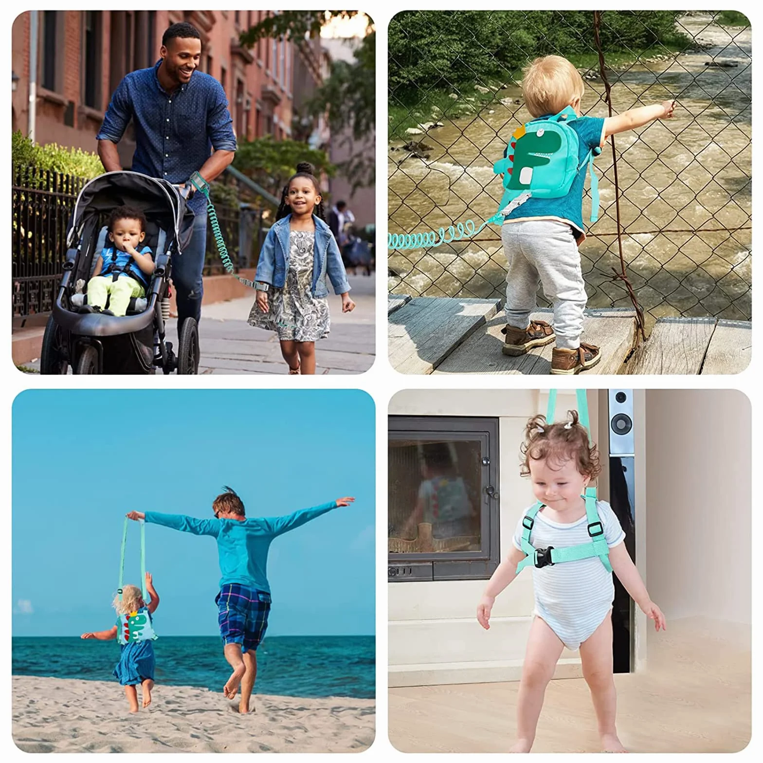 Harnais de Sécurité Enfant Sac à Dos Laisse 2.5M Anti Perdu Poignet Rotation 360° Vert pour 1-3 Ans