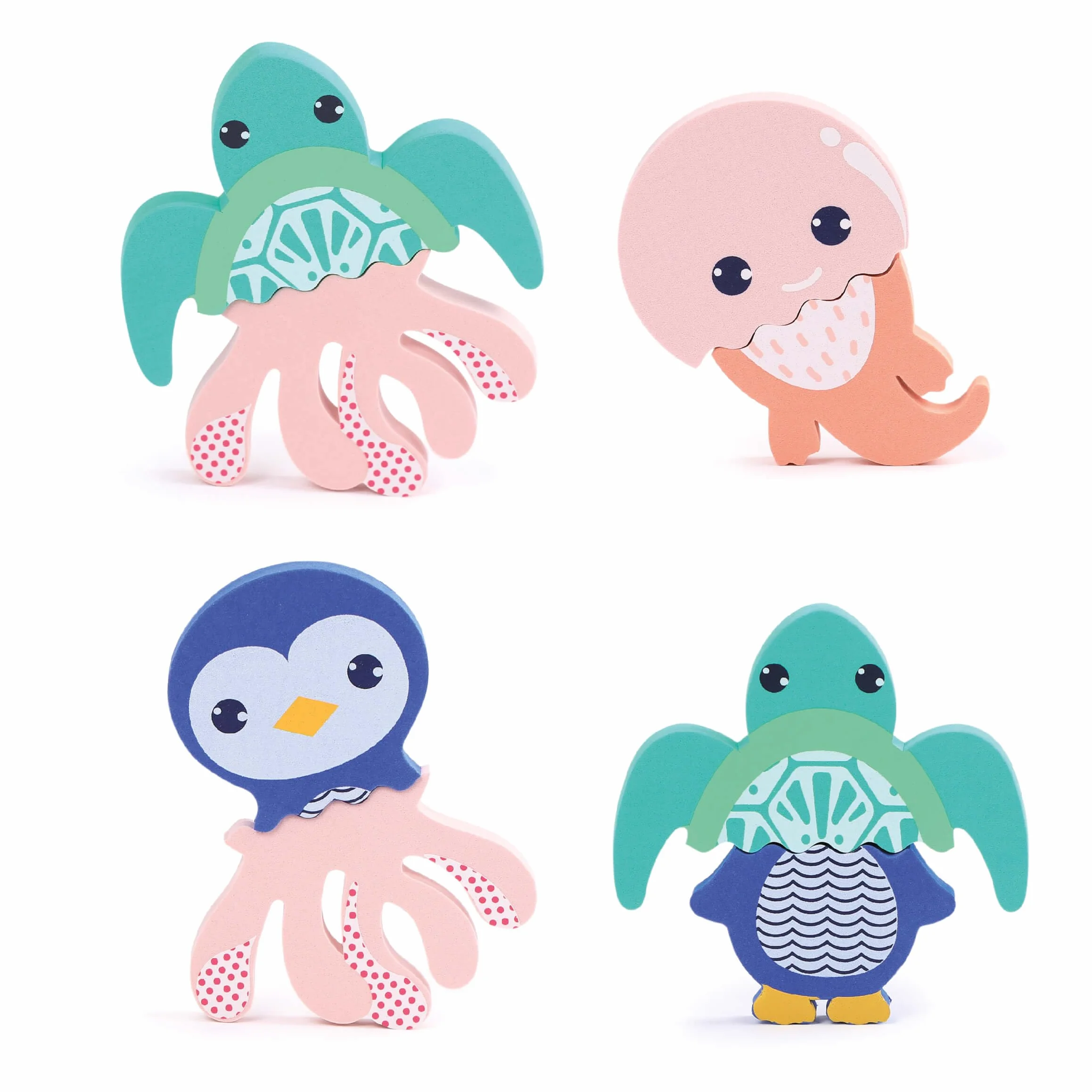 LUDI Mix & Match Jouet De Bain 4 Animaux en Mousse À Assembler Flottantes Dès 10 Mois