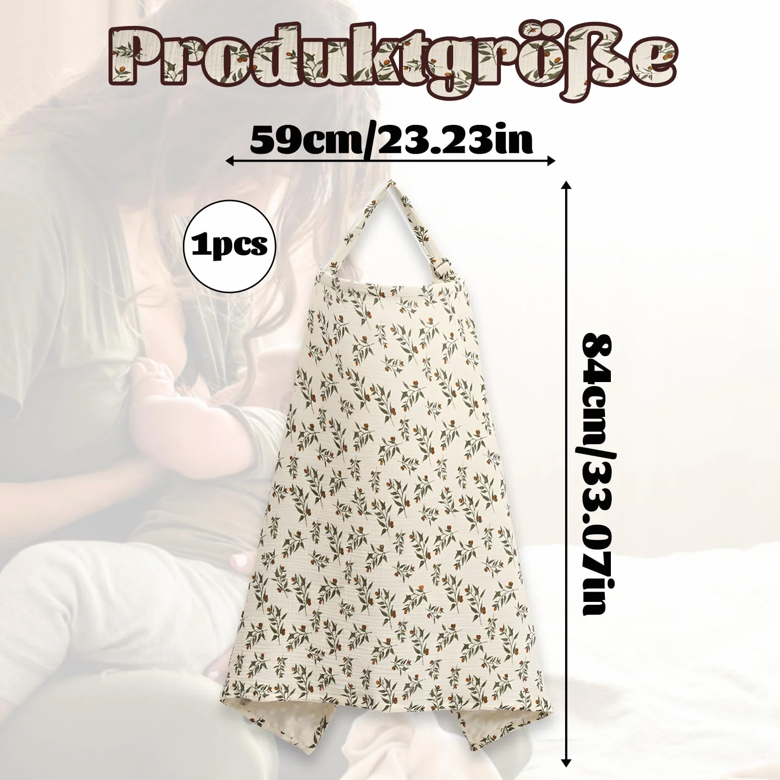 Couverture d'allaitement kaki en mousseline 100% coton, tablier doux et respirant pour bébé