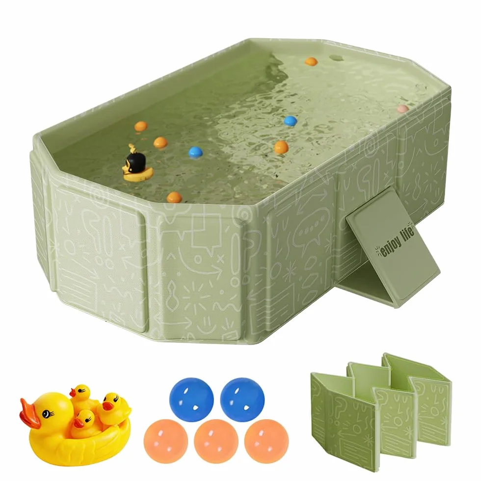 NAVESO Baignoire Pliable Bébé 75x45x25 cm Portable 0-5 Ans XXL avec Bouchon Vidange