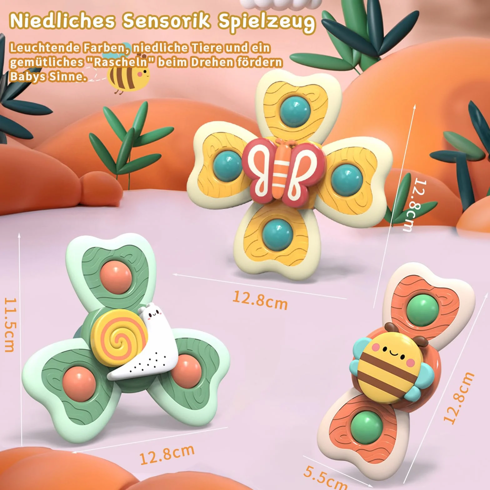 Spinner Bébé Ventouse Jouet Bain Bébé sans BPA Imperméable Jeux Sensoriel Filles Garçons