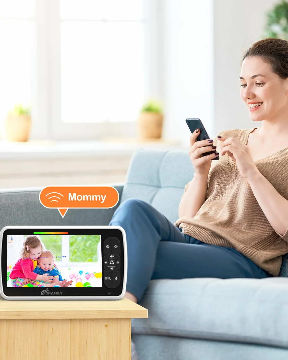 iFamily Baby Monitor Split Screen 2 Cameras Long Range Night Vision Temperature Sensor 2 Way Talk
