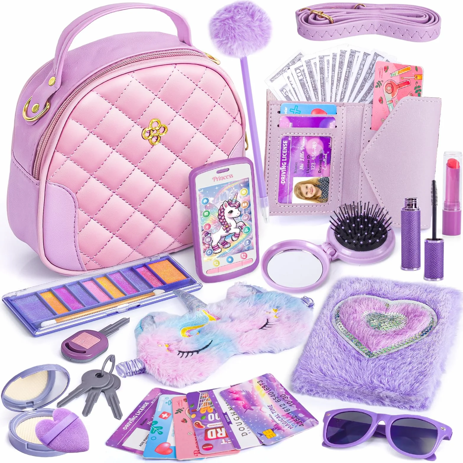 Licorne Sac à Main Jouet pour Fille 3+ Ans avec Accessoires Maquillage