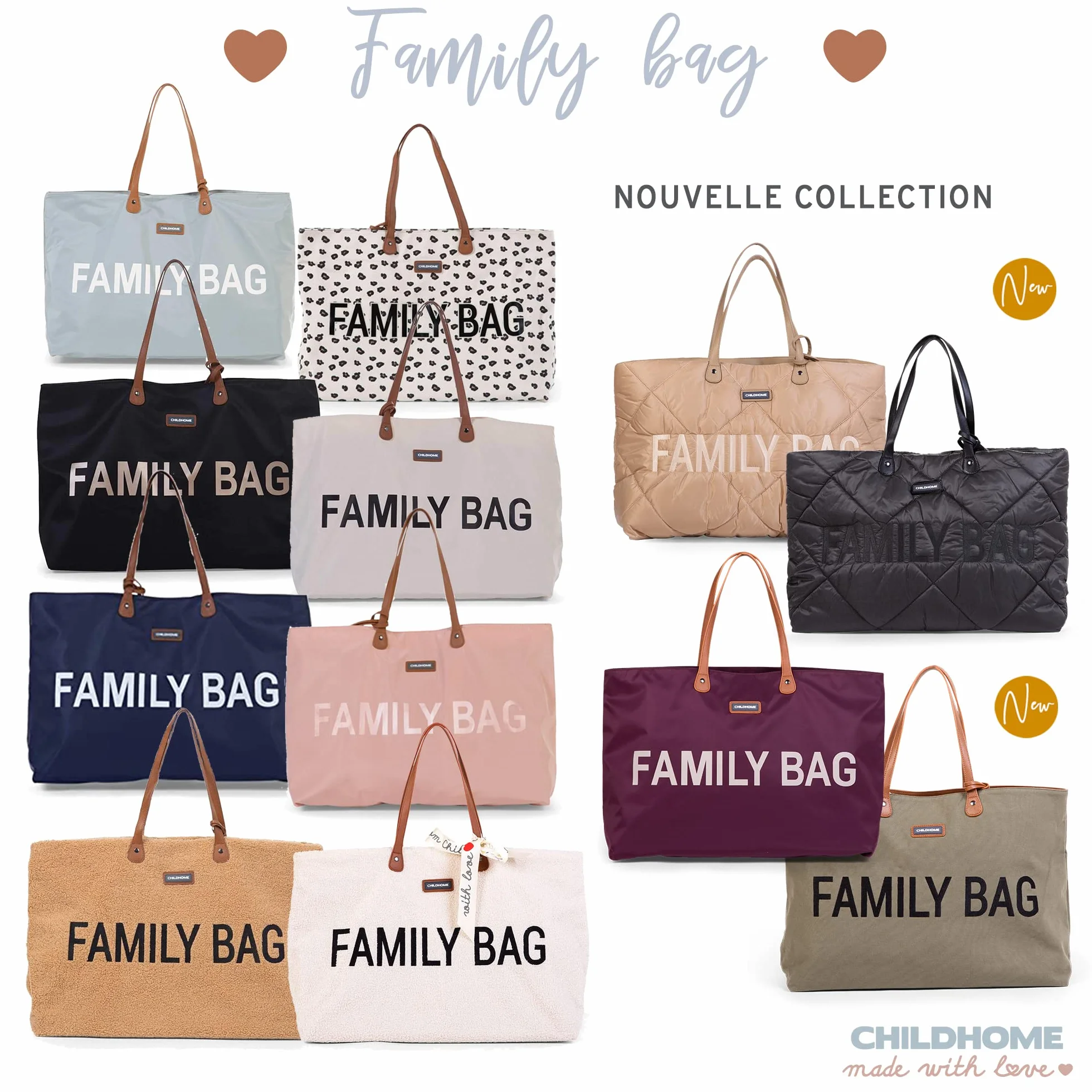Childhome Family Bag Sac à Langer Voyage Grande Contenance Teddy Ecru