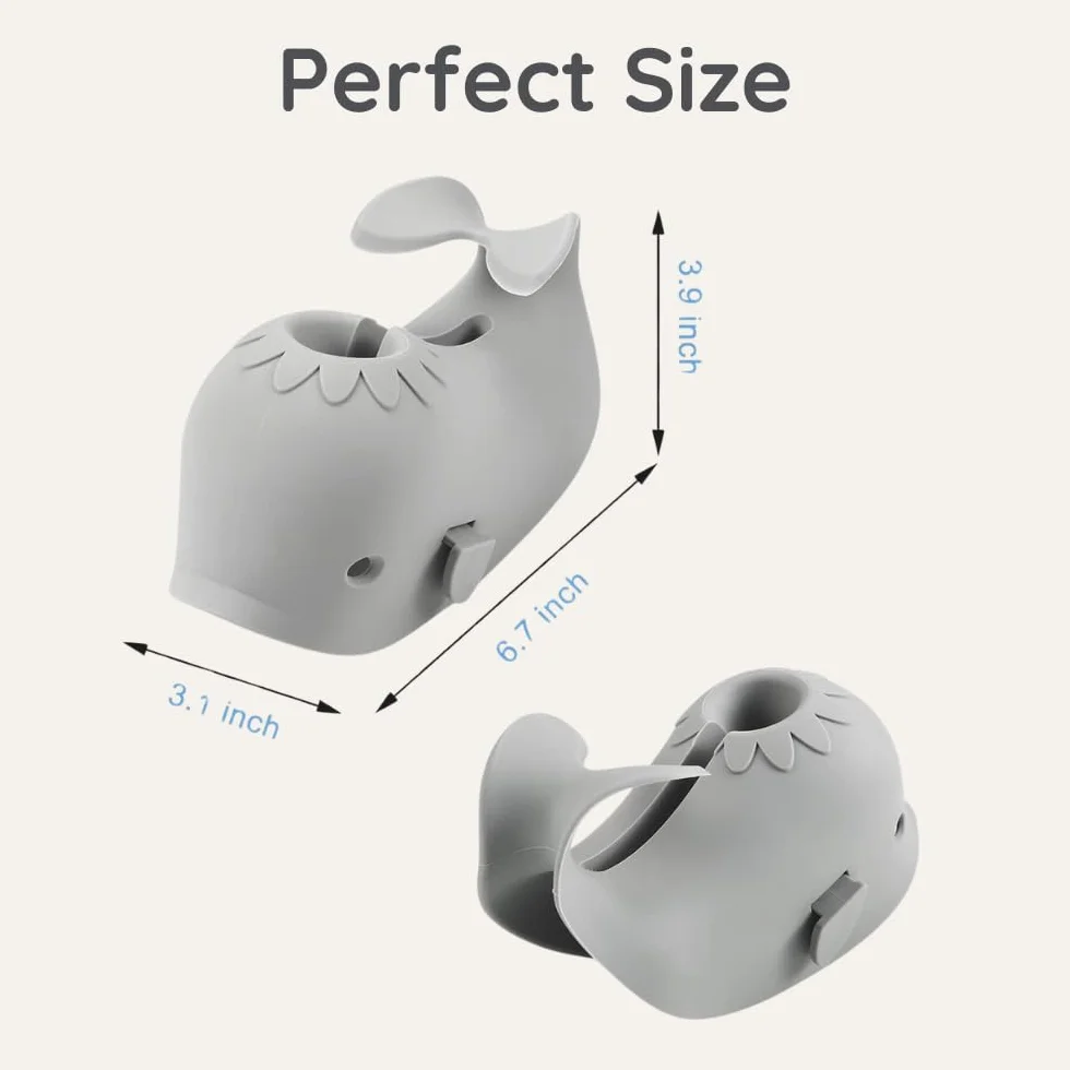 PandaEar Cache de Bec de Bain Bébé, Protection Douche Baleine Gris