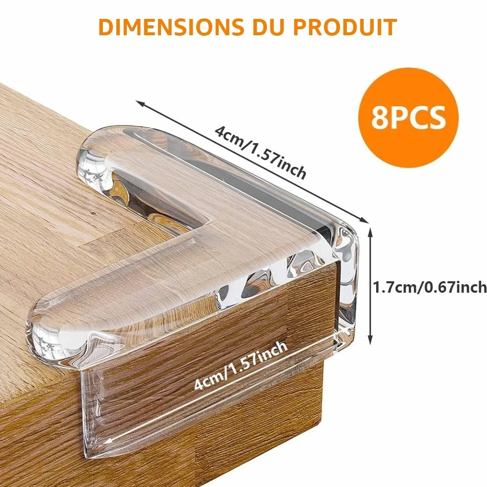 Protections d'angle de Table Type L pour Enfants, Coins Anti-Collision Transparents, Lot de 8