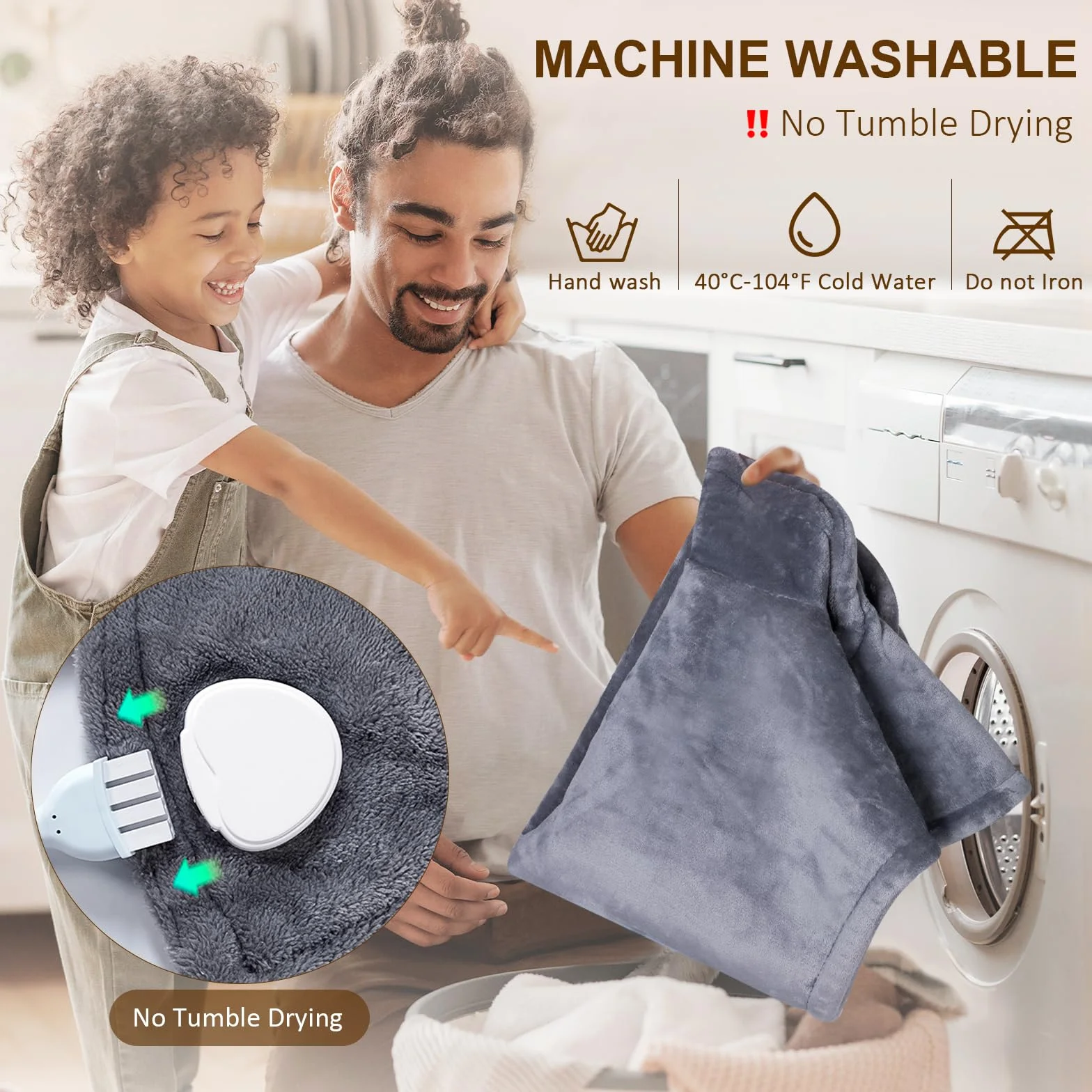 NALONE Coussin Chauffant dos Electrique 63×100cm 6 Niveaux de Chaleur Minuterie Automatique 4h Flanelle Lavable