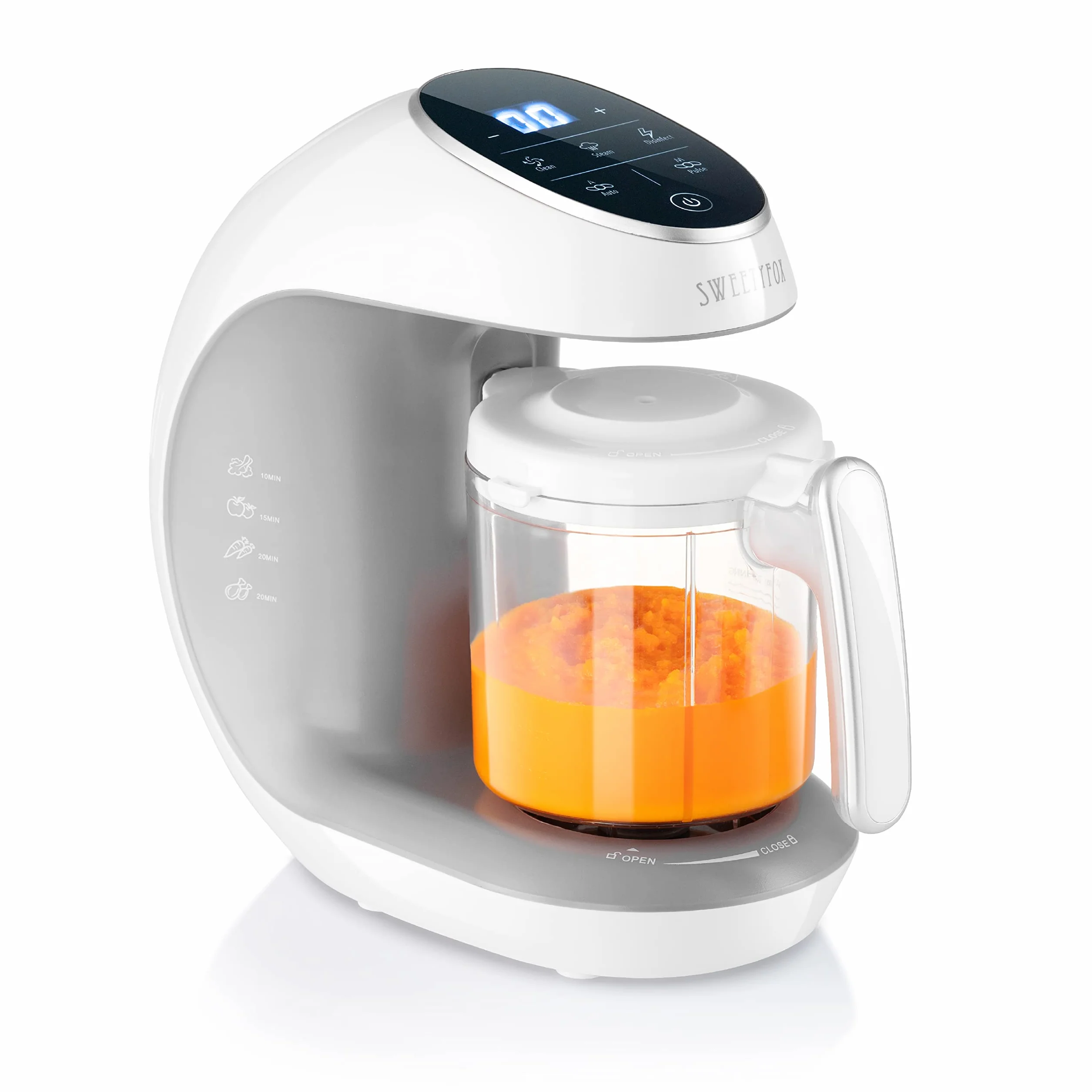 Sweety Fox Cuiseur Mixeur Multifonctions 7-en-1 pour Bébé - Vapeur, Mixeur, Nettoyage Automatique, Stérilise, Réchauffe, Décongèle
