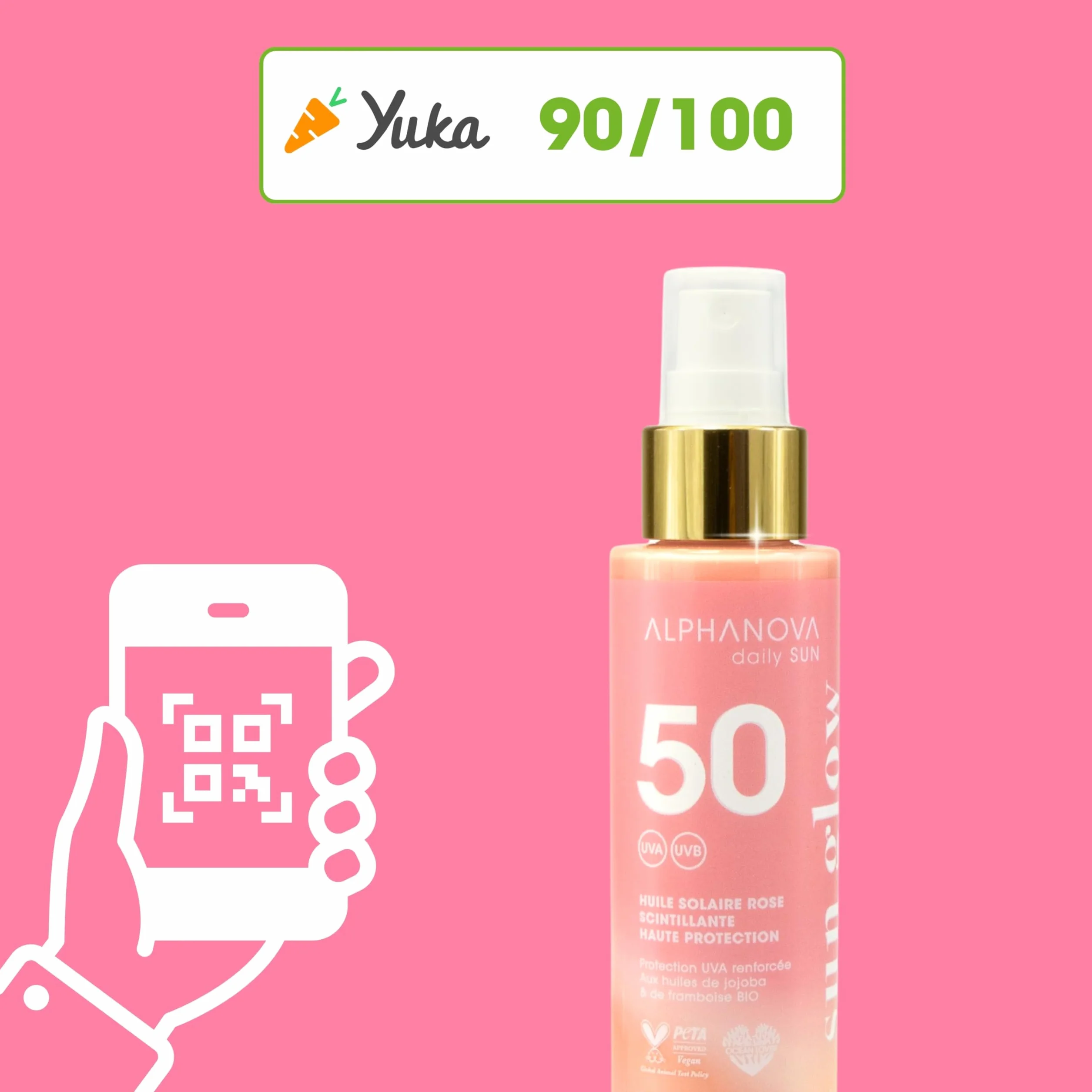 ALPHANOVA DAILY SUN Huile Solaire SPF50 Scintillante Rose 125ml