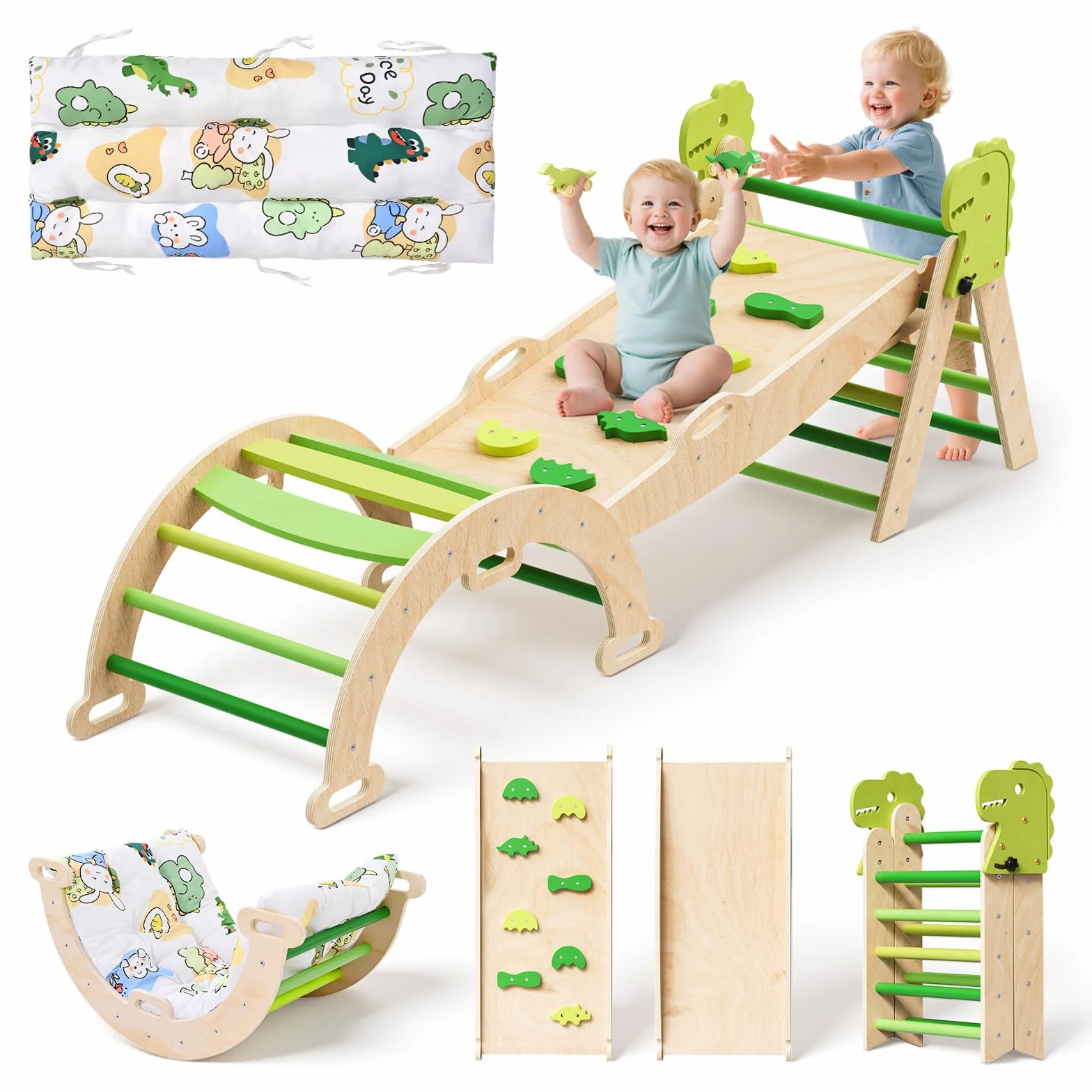 Parcours motricité Enfant 9 en 1, Structure d'escalade pour bébé Montessori, Ensemble d'escalade d'intérieur avec Coussin Doux Lavable