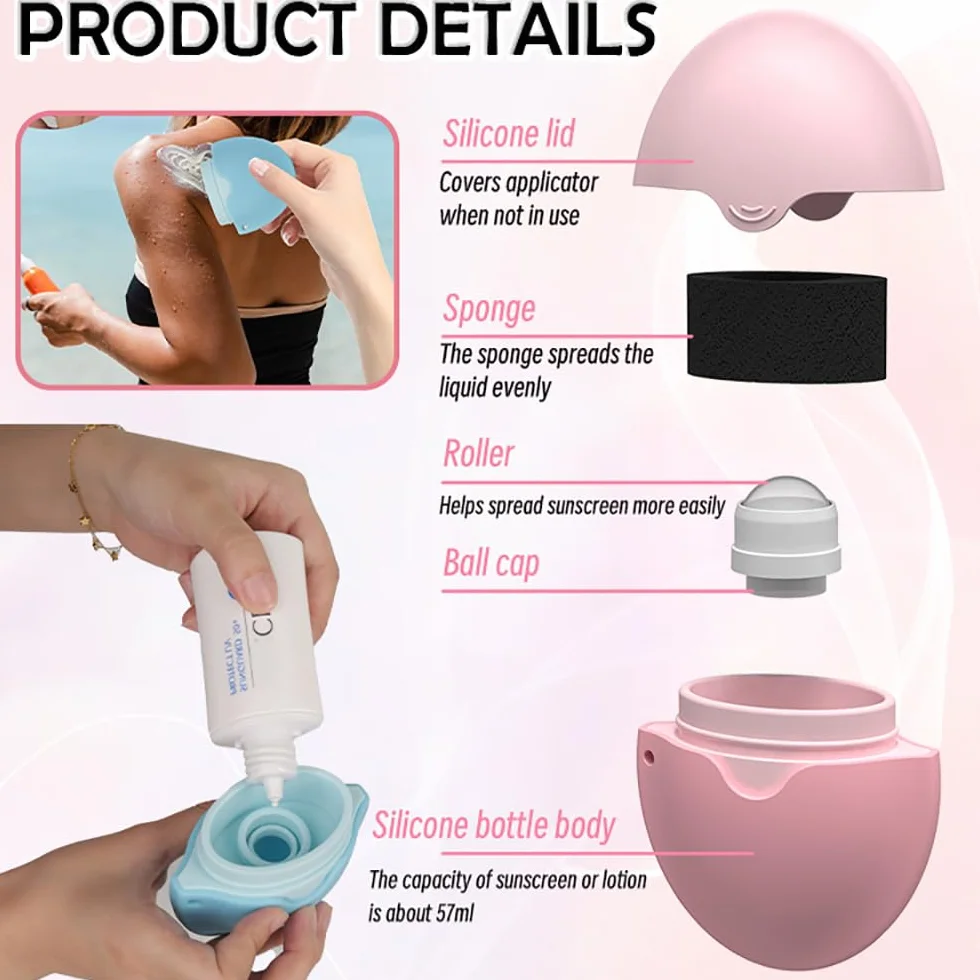 Sunblock Buddy Applicateur de crème solaire portable rechargeable rouleau éponge ensemble pinceaux