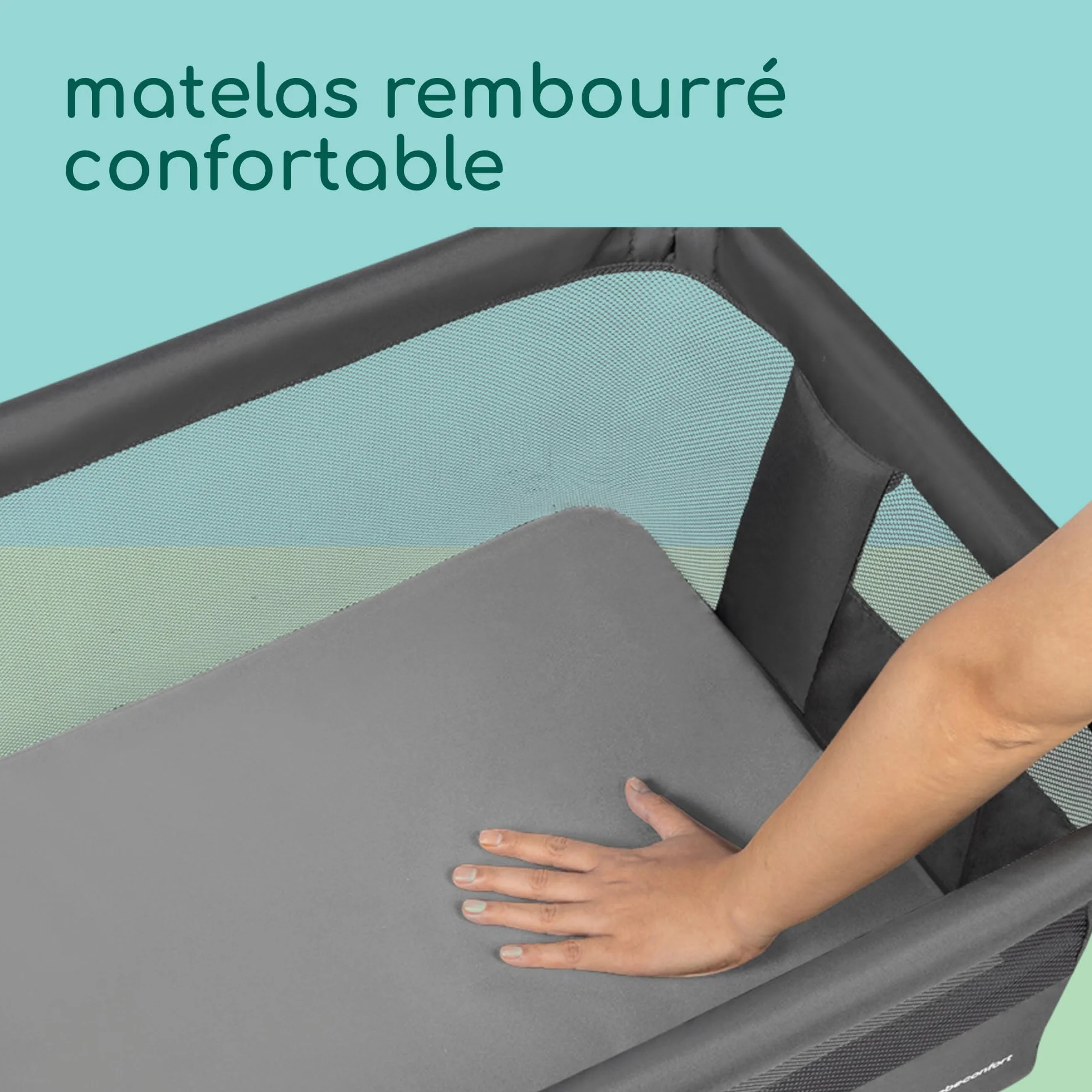 Bebeconfort Zina Berceau Bebe Cododo 0-6 Mois 0-9 kg Pliable 5 Positions Hauteur Réglables Matelas Inclinable Mineral Graphite