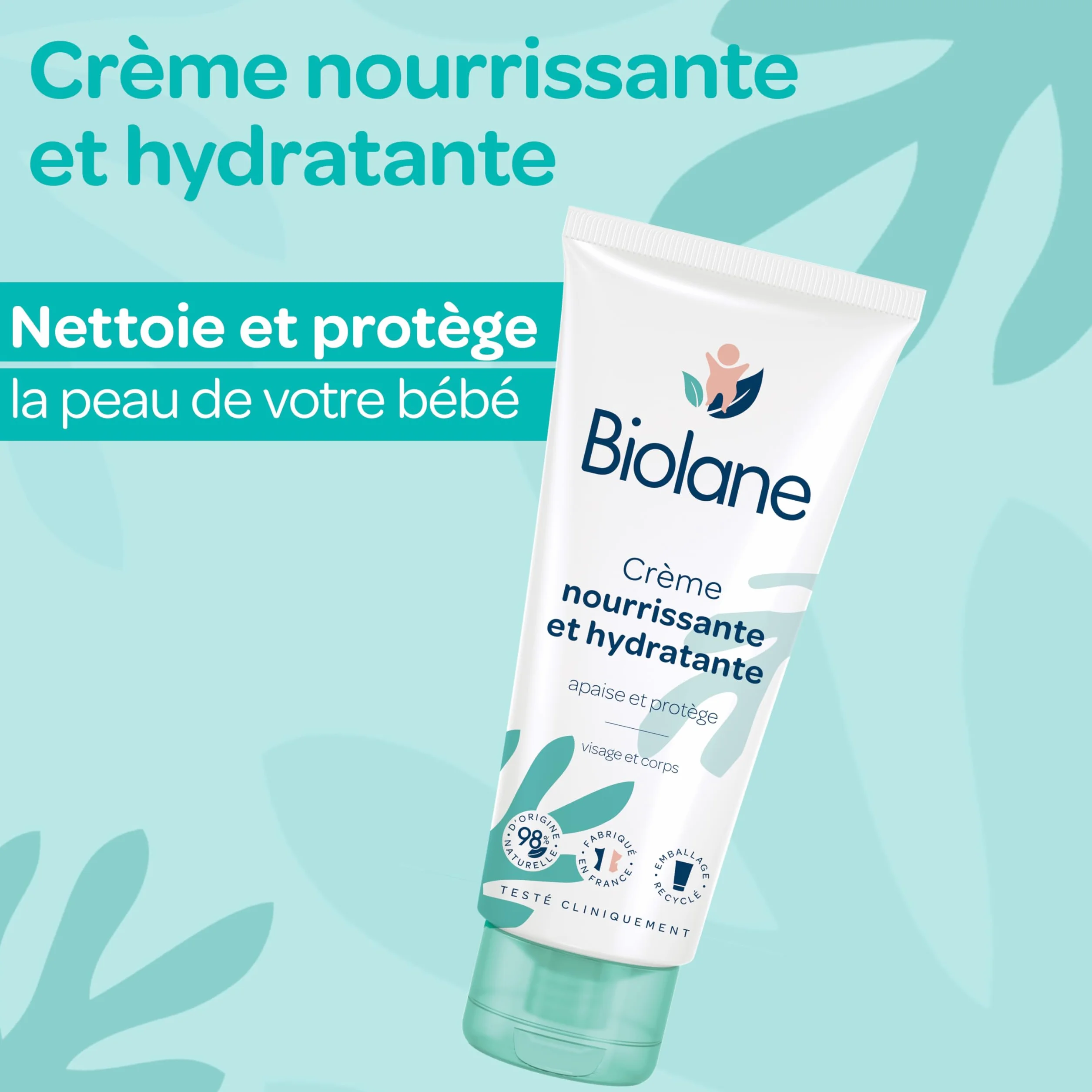 BIOLANE Crème Nourrissante Hydratante Bébé Visage Corps 100 ml Fabriqué France