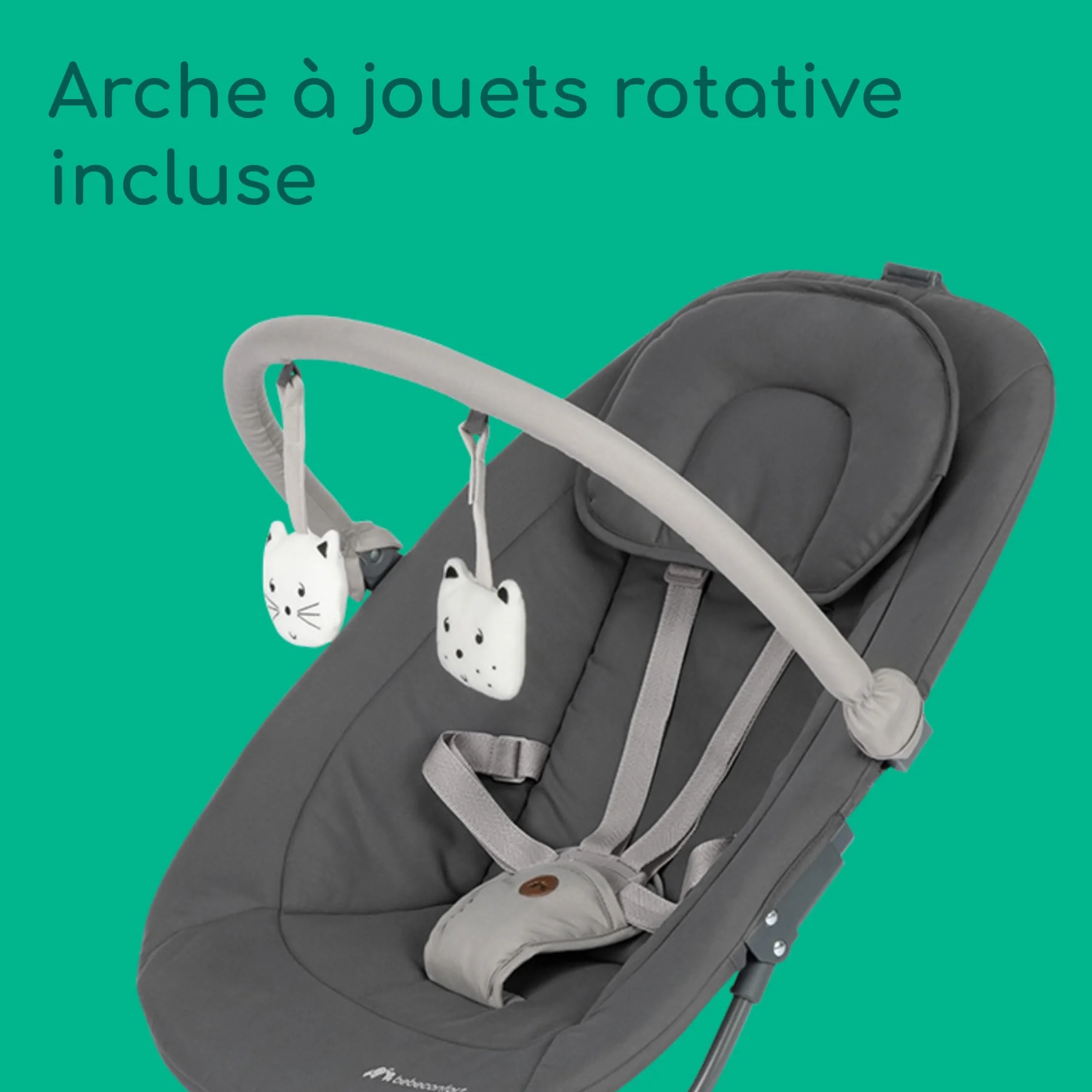 Bebeconfort Jolana balancelle bébé électrique 0-6 mois 9 kg détection de mouvement 12 chansons 5 sons naturels dossier réglable Tinted Graphite