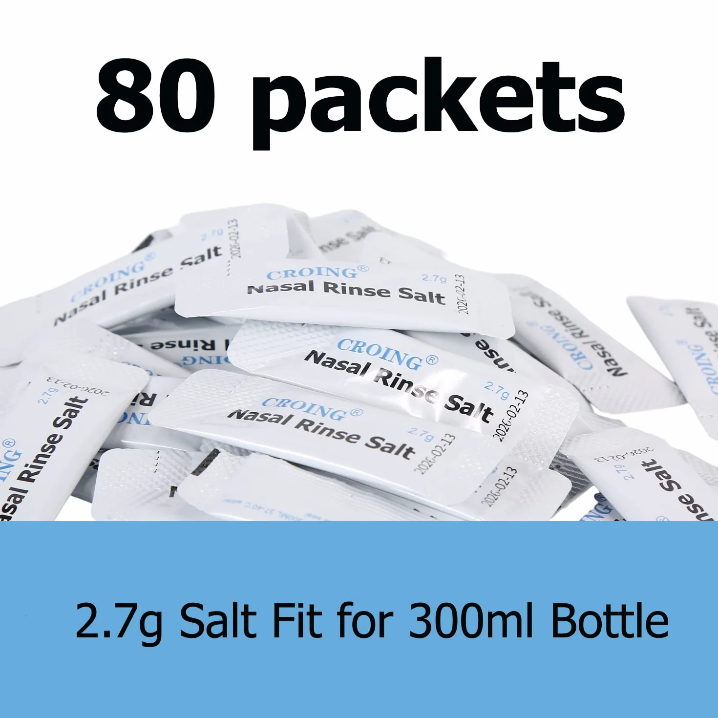 CROING Kit Lavage de Nez 300ml + 80 Sachets Sel Nasal