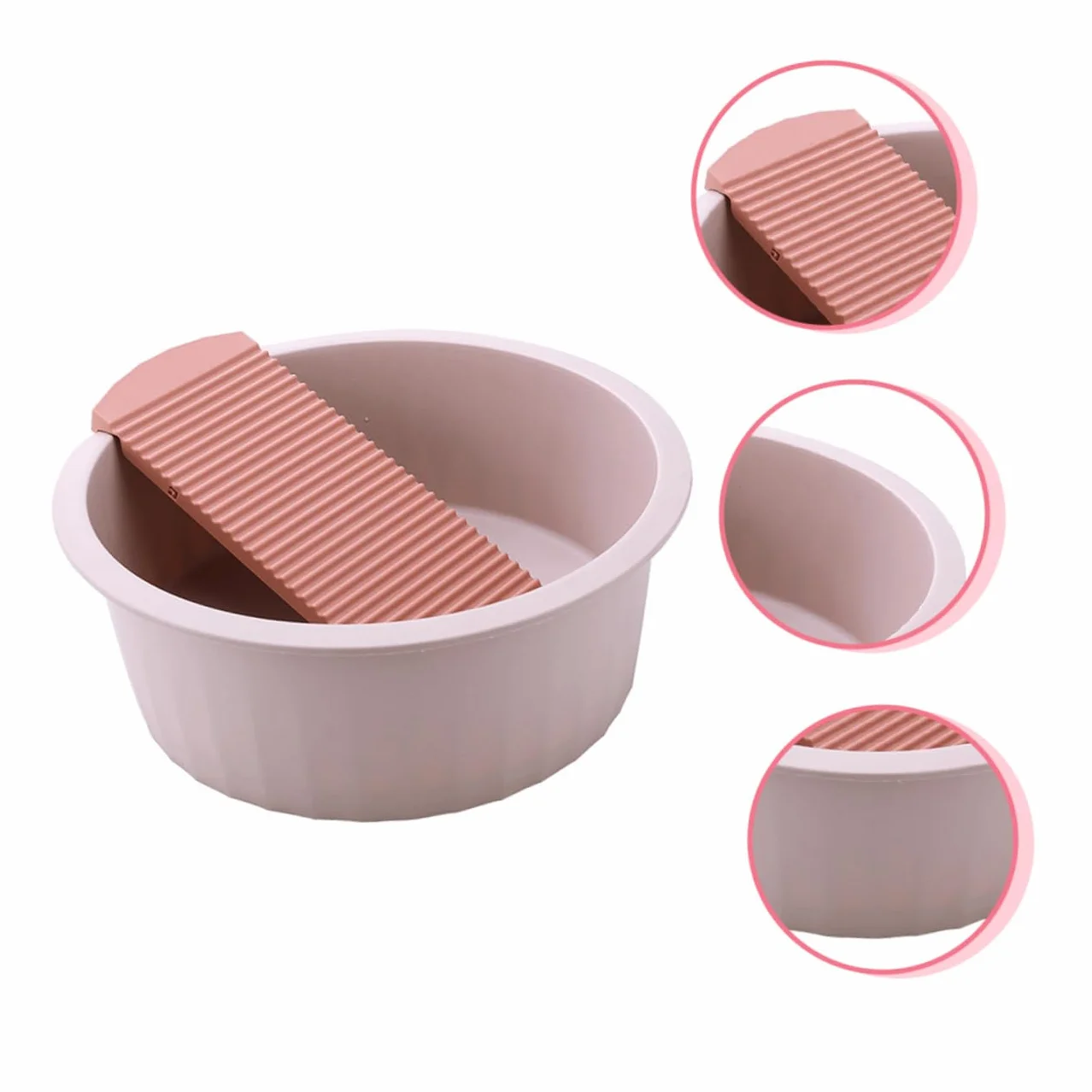 Bassine de Lavage Grosse Taille pour Bébé Rose, Bassin en Plastique Épais pour Nettoyage Linge Camping Maison