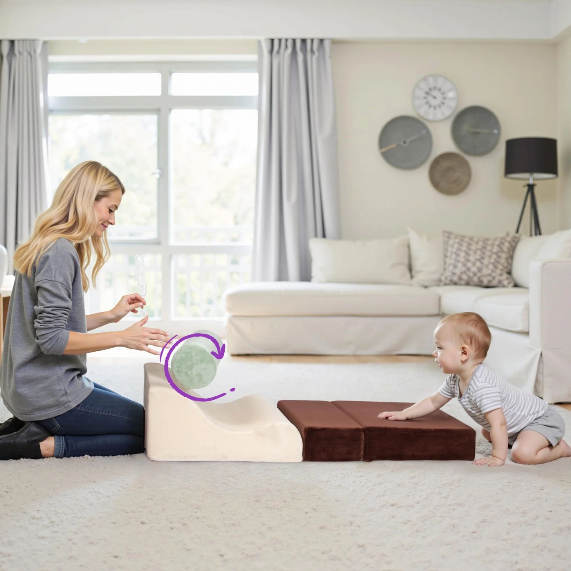 BanaSuper Parcours Motricité Bébé, Blocs Mousse Éducatifs avec Velcro, Structure d'escalade Antidérapante, 3 Pièces